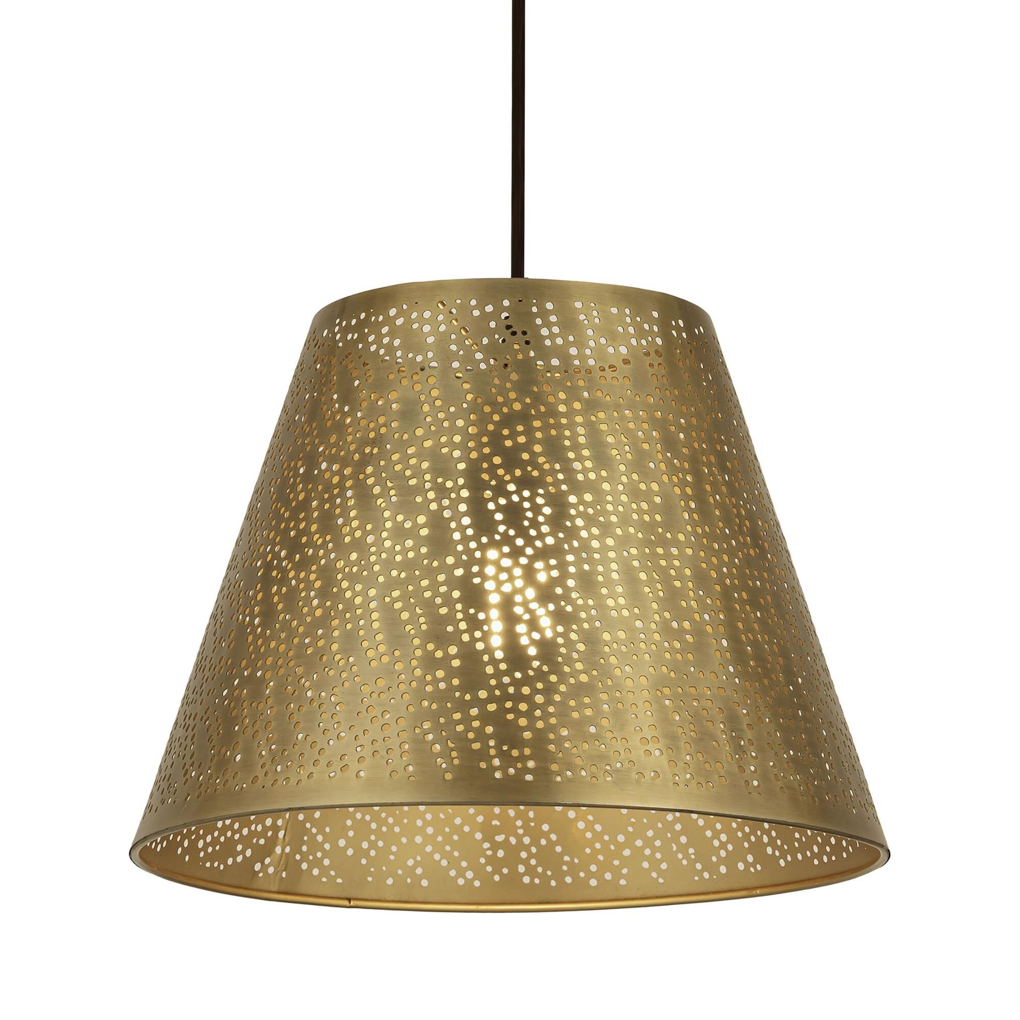 Shown in Antique Brass finish and Antique Brass  Metal shade