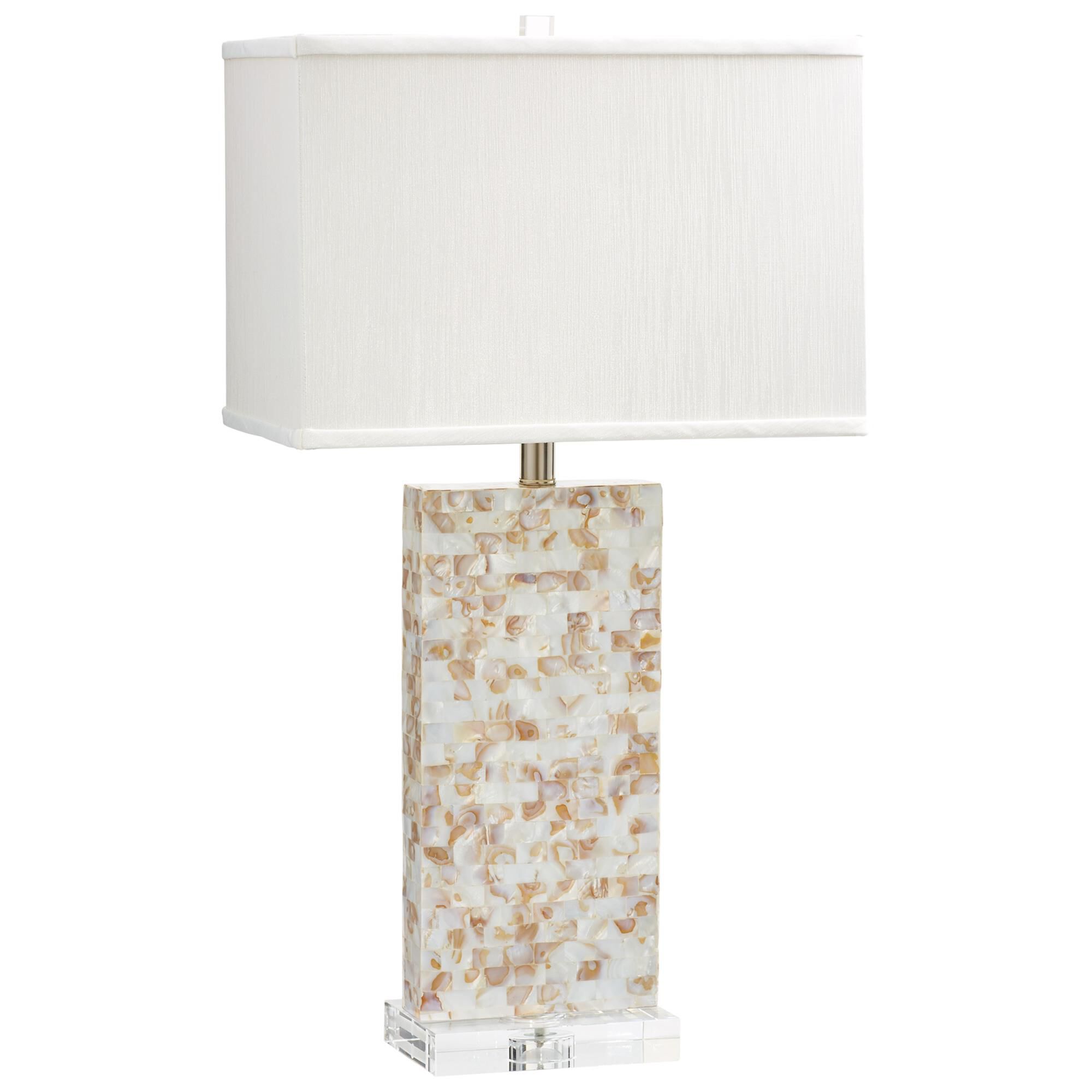 Shown in Mother Of Pearl finish and Off White Faux Silk shade