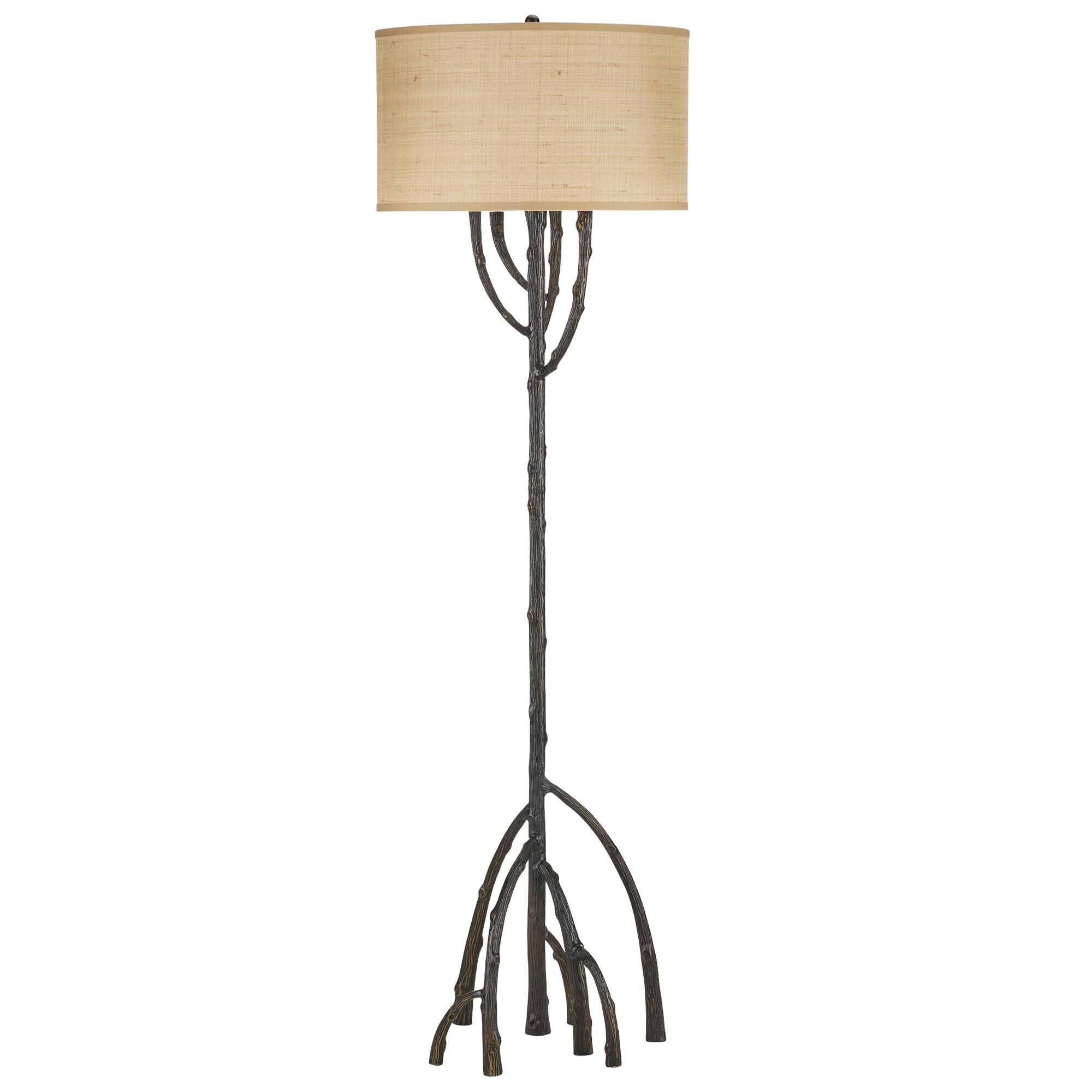 Shown in Bronze finish and Grasscloth shade