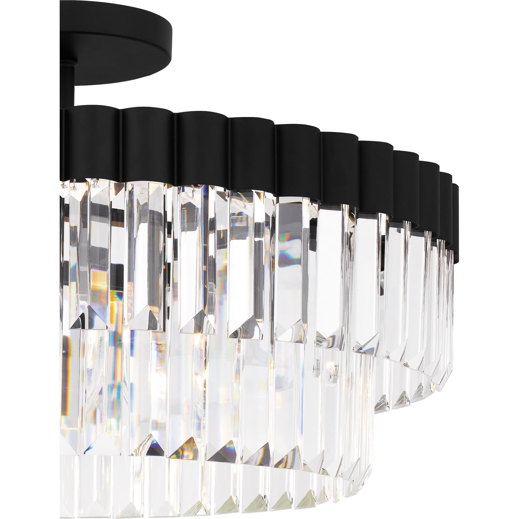 Shown in Matte Black finish and Clear Crystal Glass , Clear Crystal Glass Drop shade