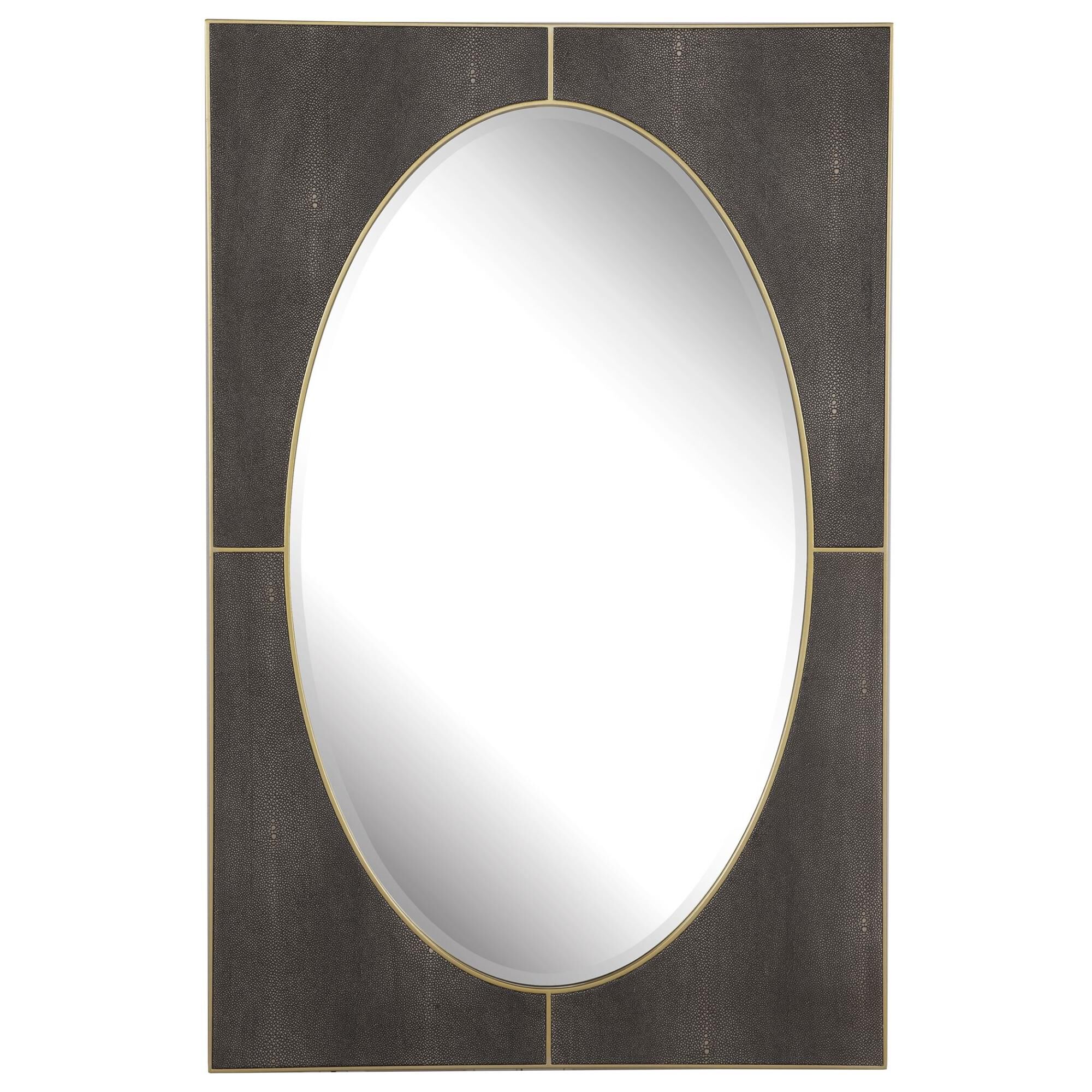 Shown in Classic And Sophisticated, This Mirror Features A Gray Faux Shagreen Embossing Surrounded By Delicat finish