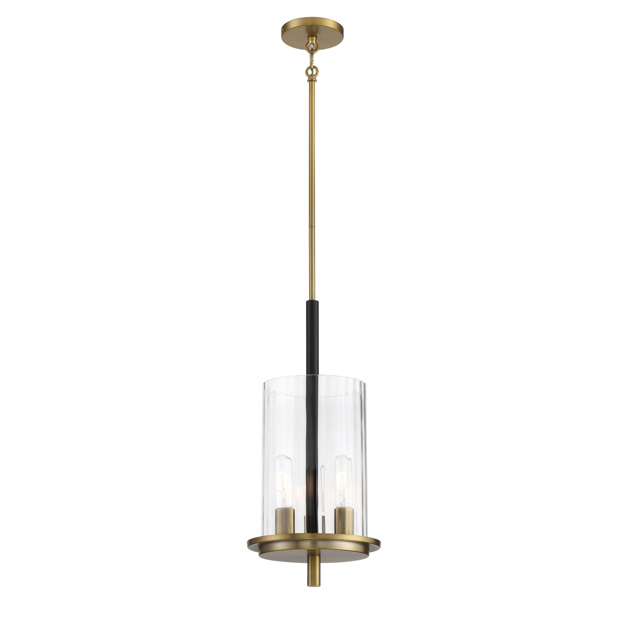 Shown in Coal and Soft Brass finish and Clear Ribbed glass