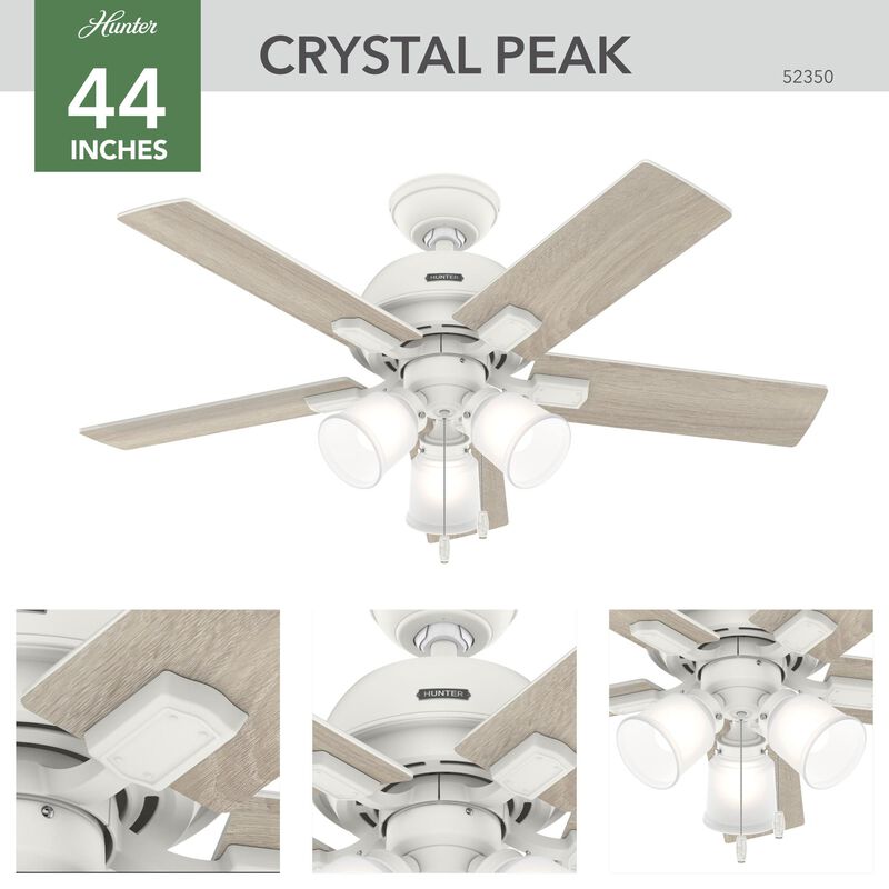 Crystal Peak 44 Inch Ceiling Fan with Light Kit by Hunter Fan - Clearance