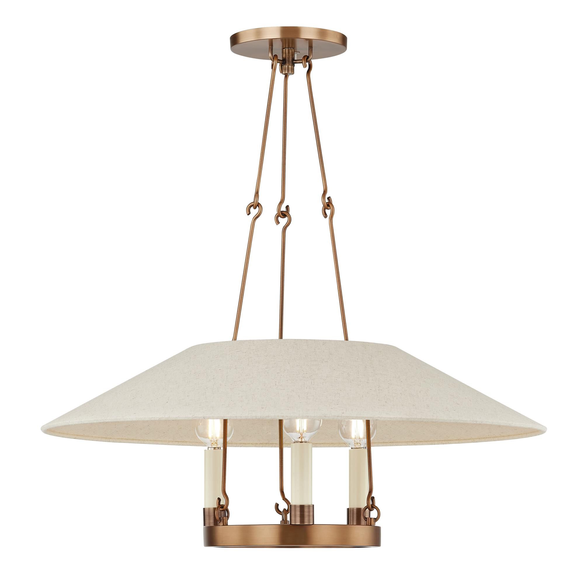 Shown in Patina Brass finish and Natural Linen shade