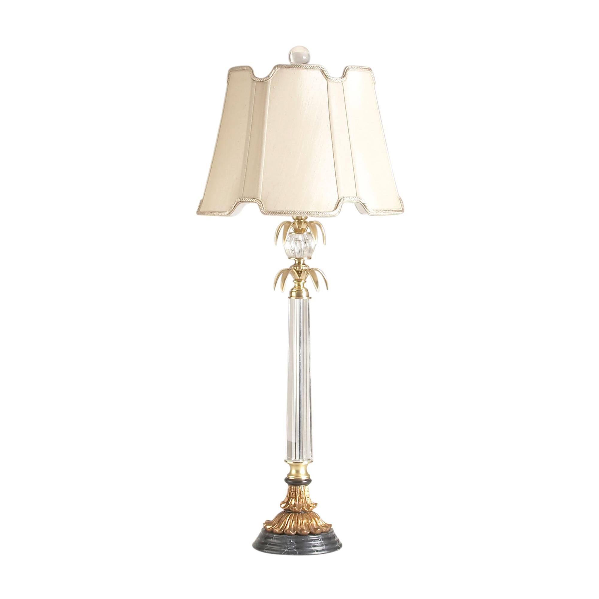 Shown in Crystal Column with Gold Accents finish and French Beige shade