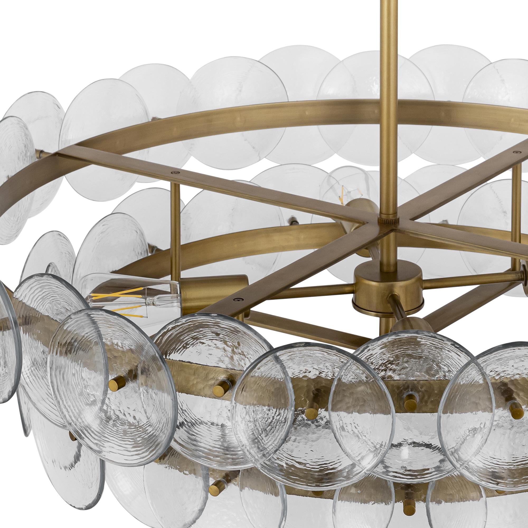 Shown in Weathered Brass finish and Textured Clear glass and Recycled Glass shade