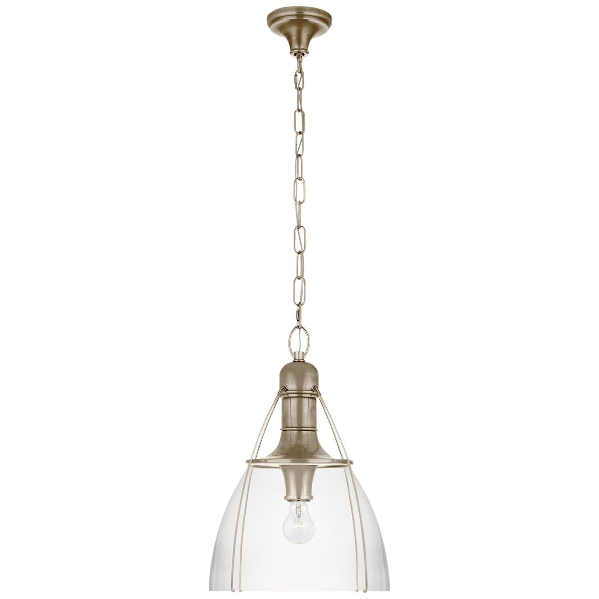 Shown in Antique Nickel finish and Clear glass and Clear Glass shade