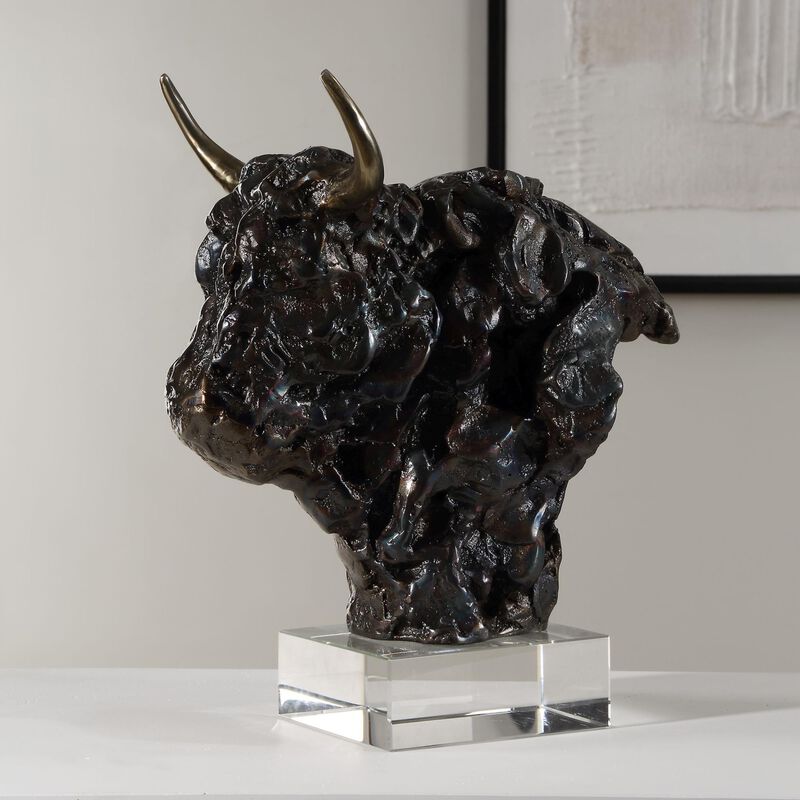 Uttermost Bison Bust Bronze Sculpture Figurine by Uttermost