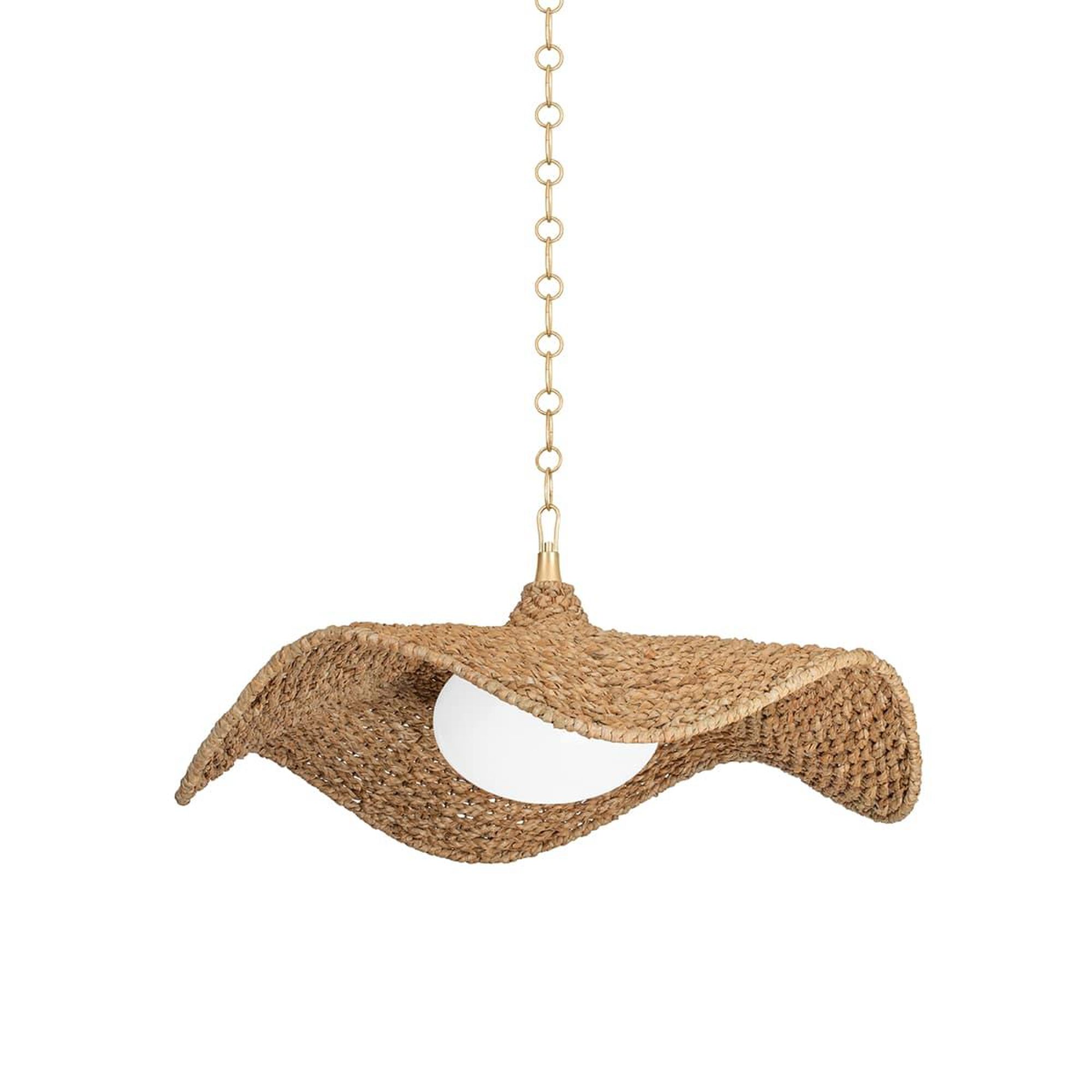 Shown in Vintage Gold Leaf finish and Abaca Rope shade