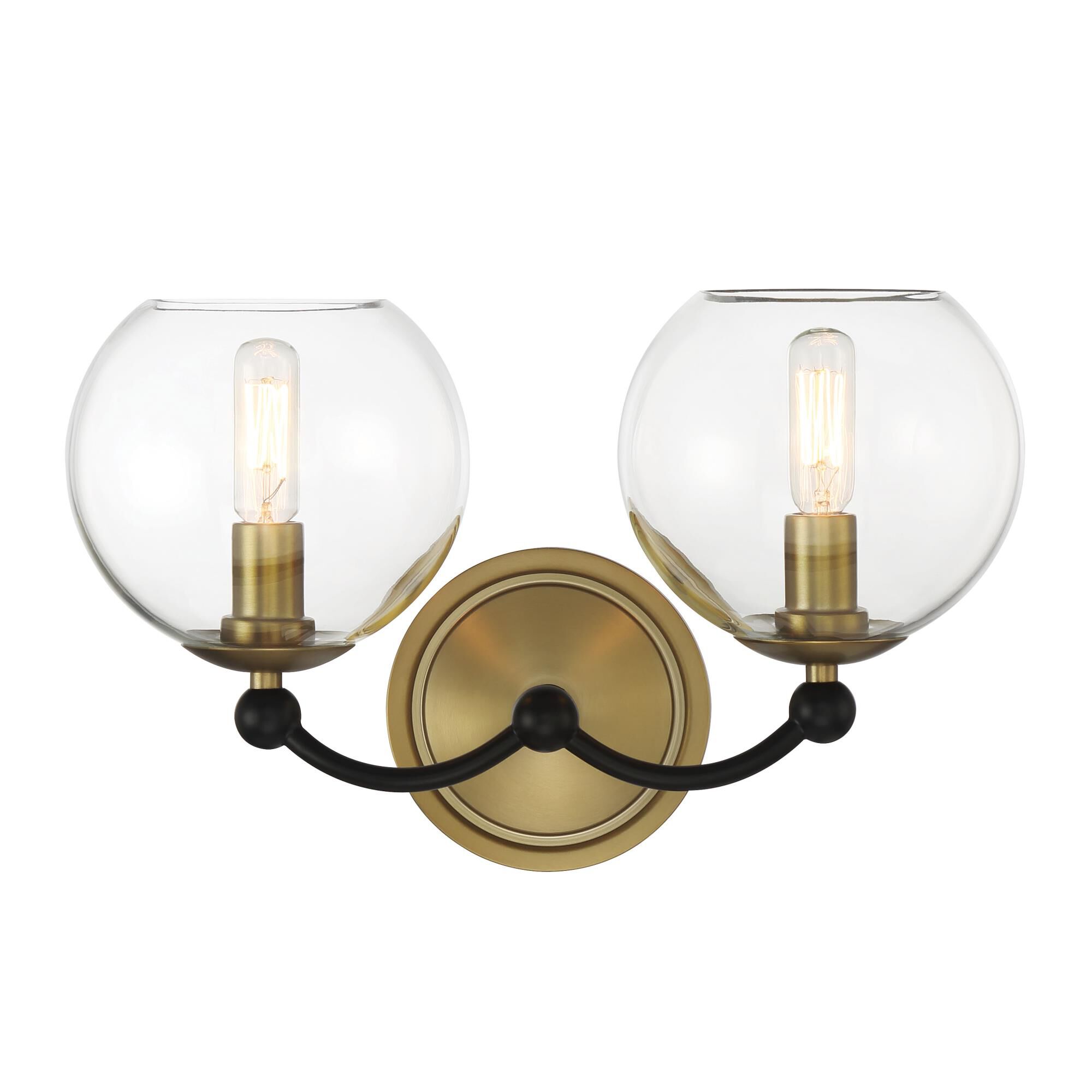 Shown in Coal And Soft Brass finish and Clear glass and Glass shade