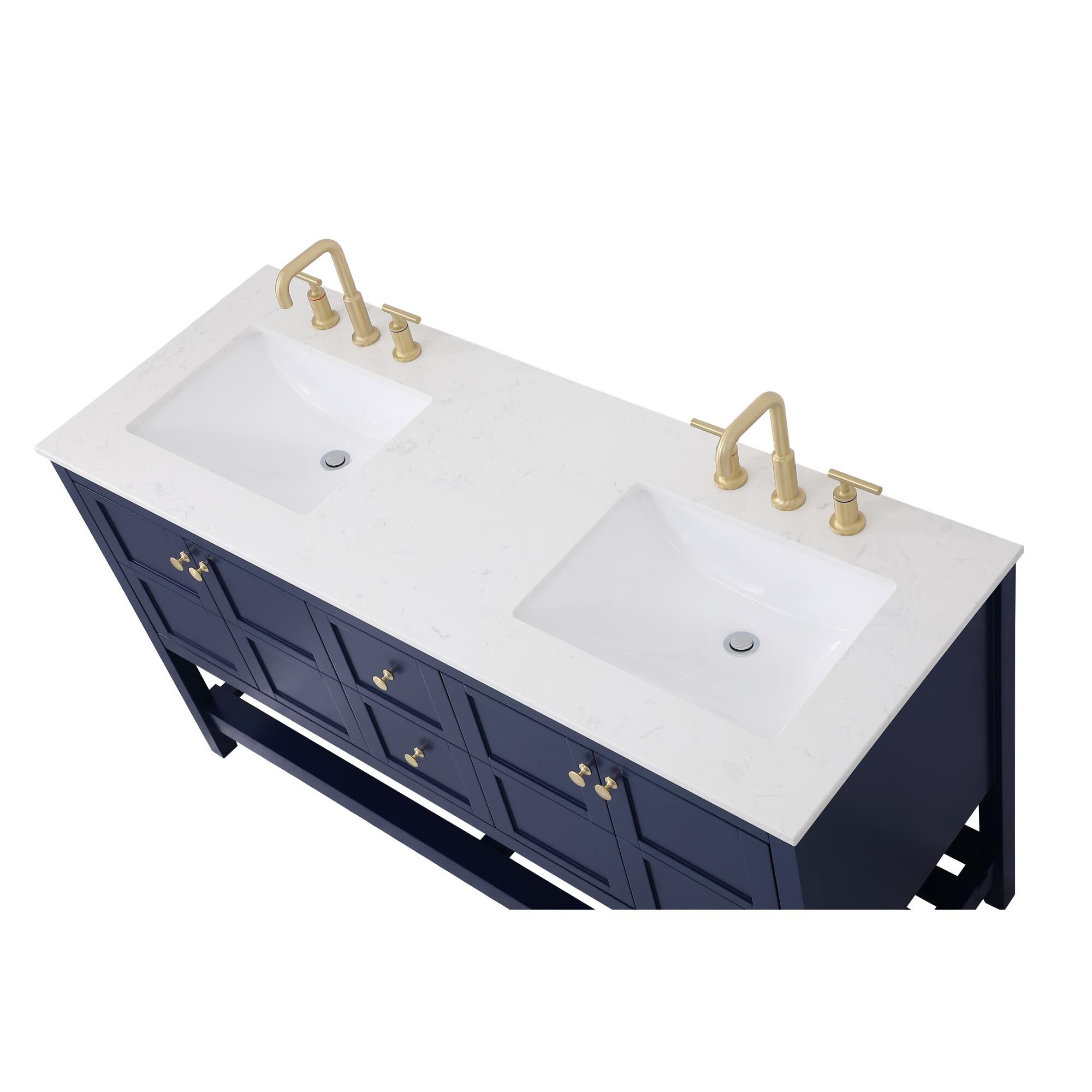 Shown in Blue And Gold With Calacatta Quartz finish