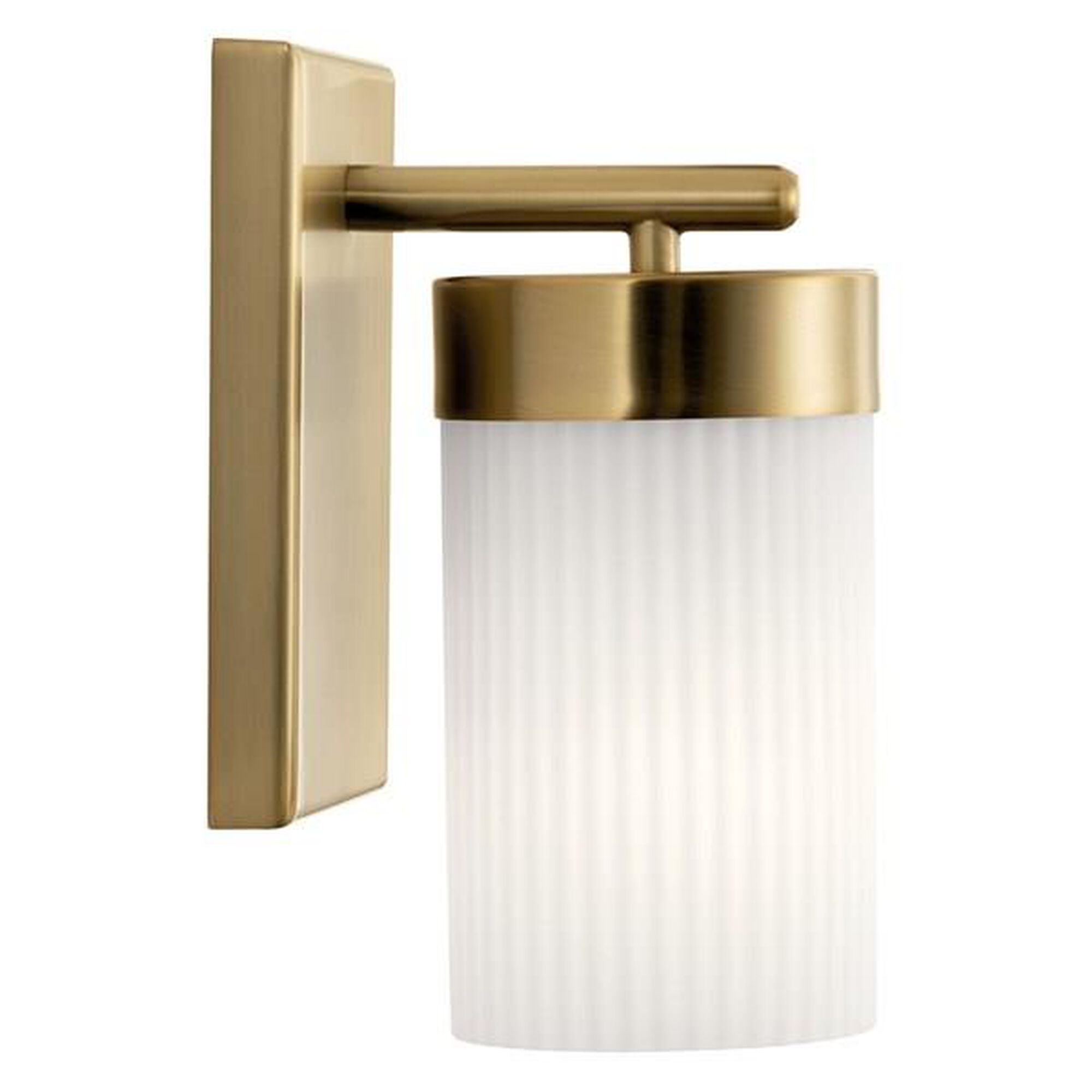 Shown in Brushed Natural Brass finish and Satin Etched Cased Opal glass