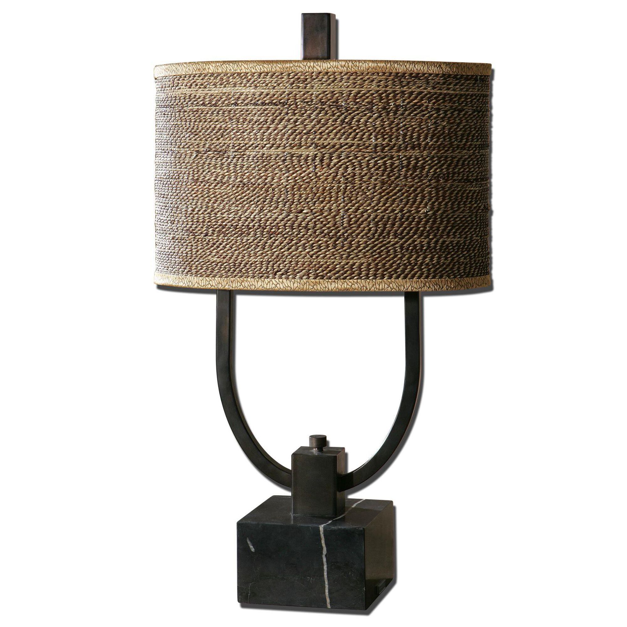 Shown in Black finish and Oval Drum shade