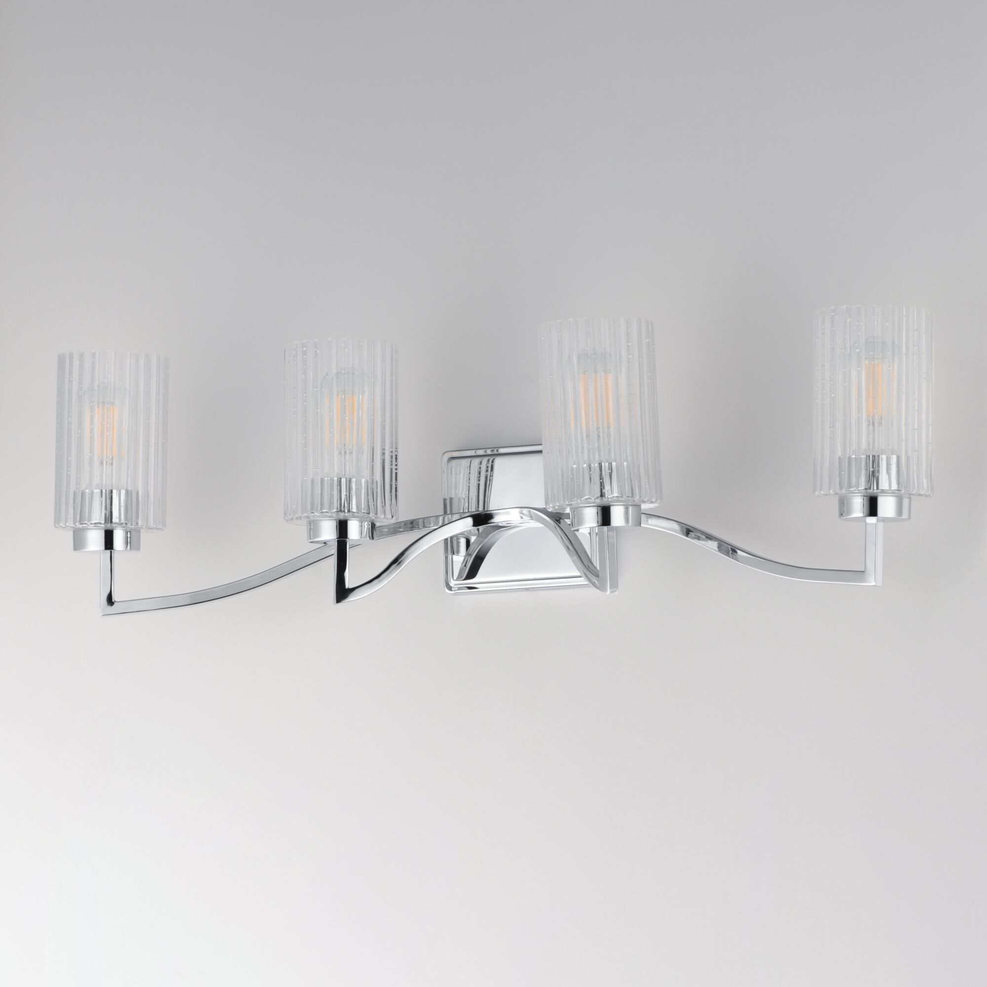 Shown in Polished Nickel finish and Clear Ribbed glass and Glass shade