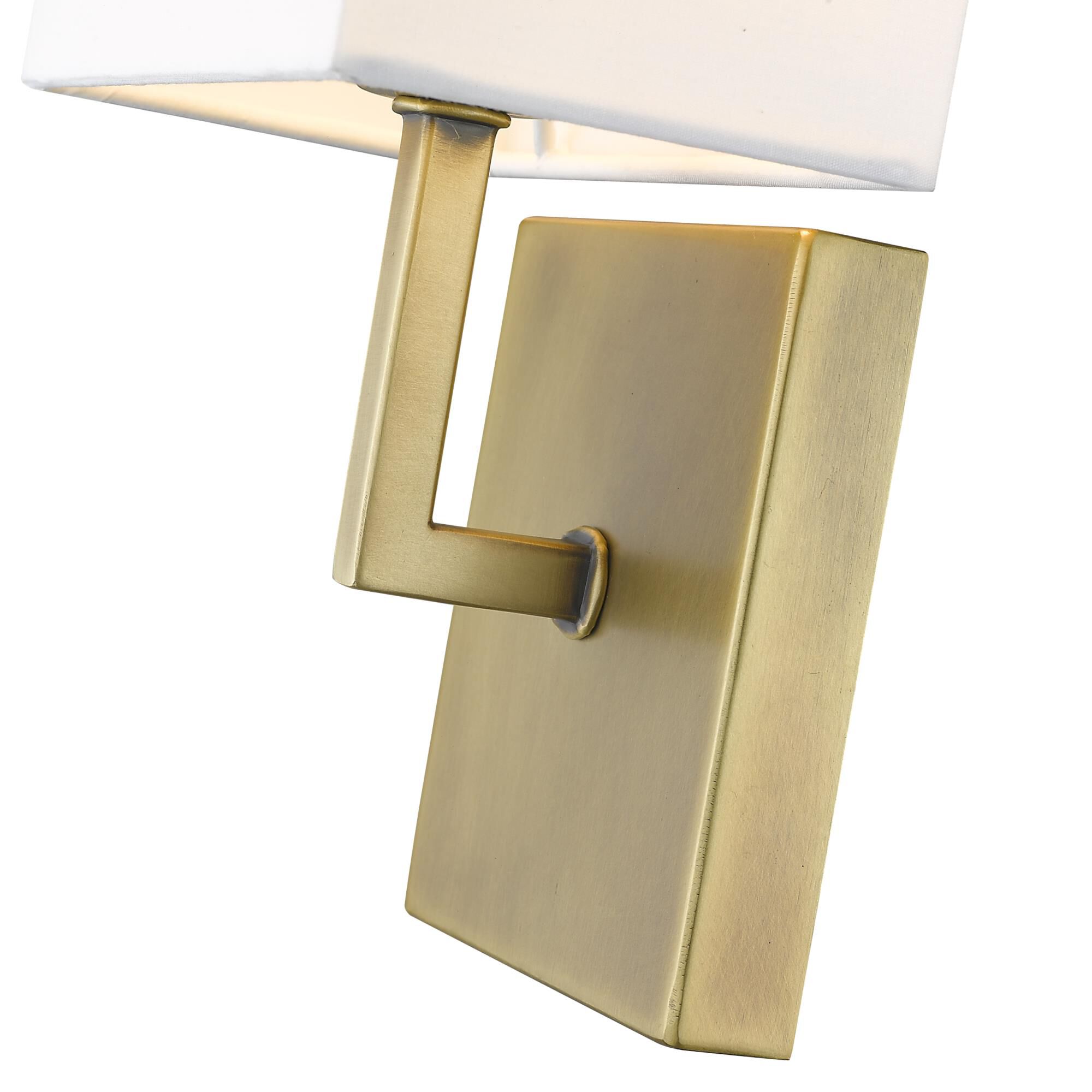 Shown in Rubbed Brass finish and Fabric glass and Fabric shade