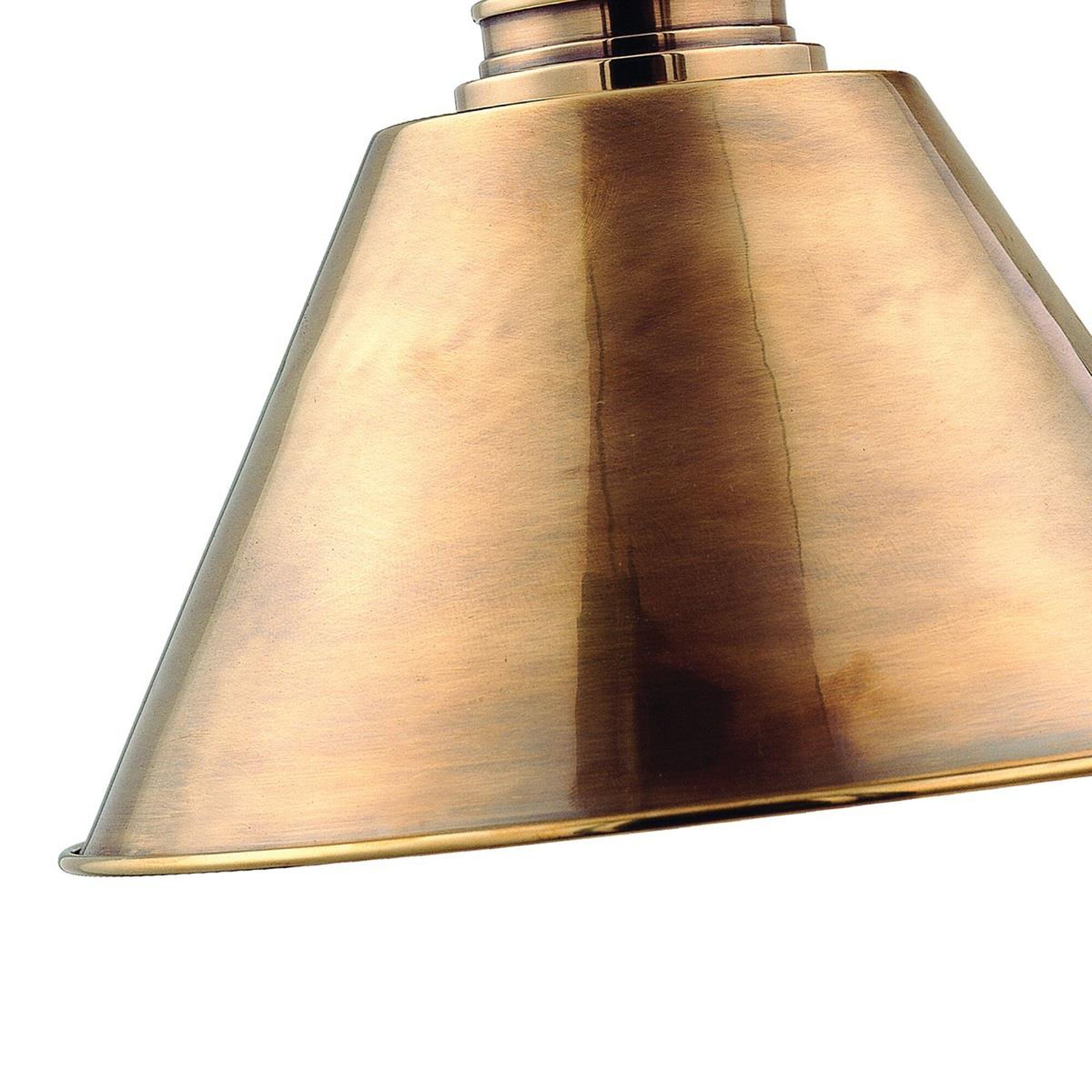 Shown in Aged Brass finish and Aged Brass shade