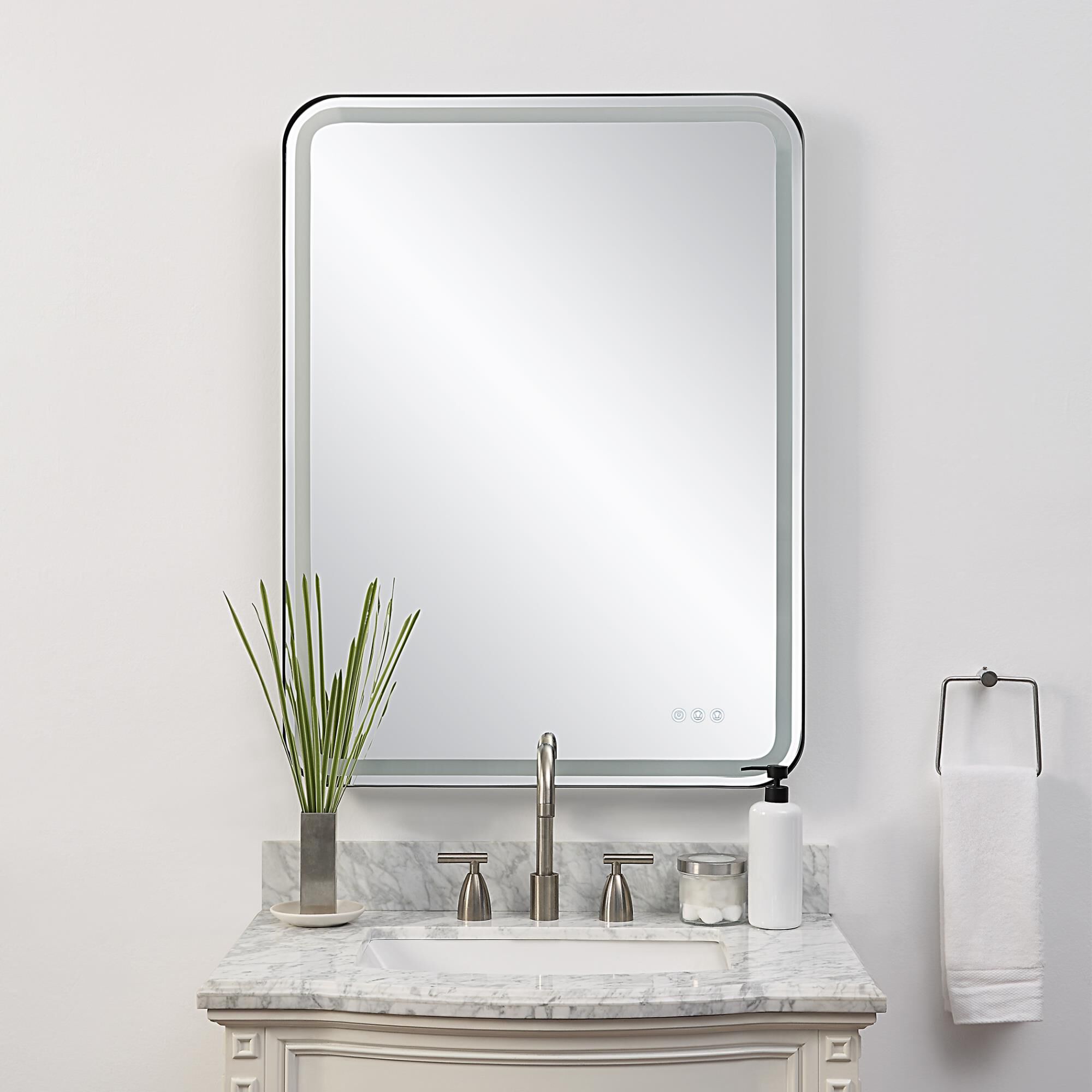 Shown in Versatile In Design, This Mirror Has Integrated Led Lighting That Illuminates Through The Frosted St finish