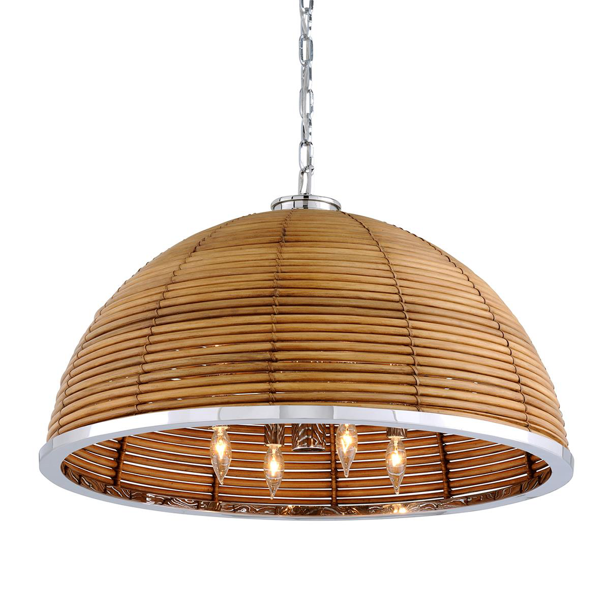 Shown in Natural Rattan-Stainless Steel finish and Natural Rattan shade