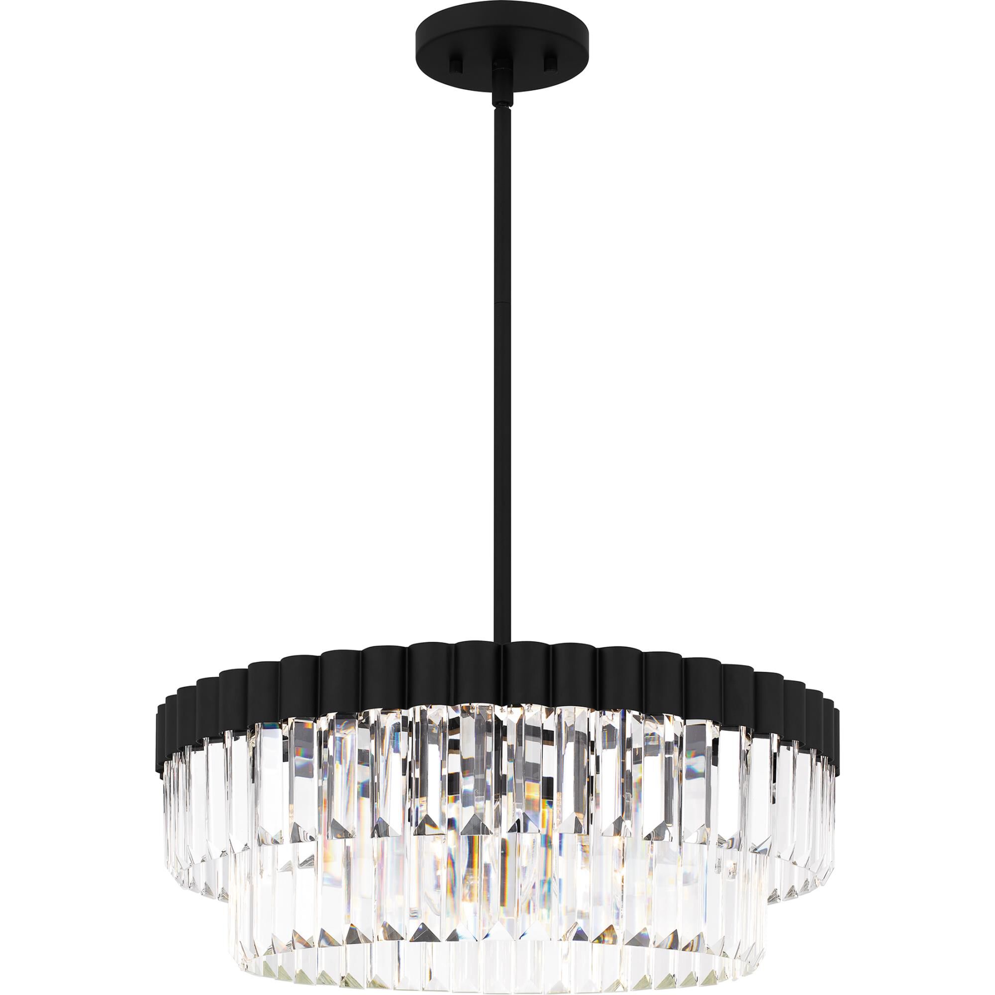 Shown in Matte Black finish and Clear Crystal Glass , Clear Crystal Glass Drop shade