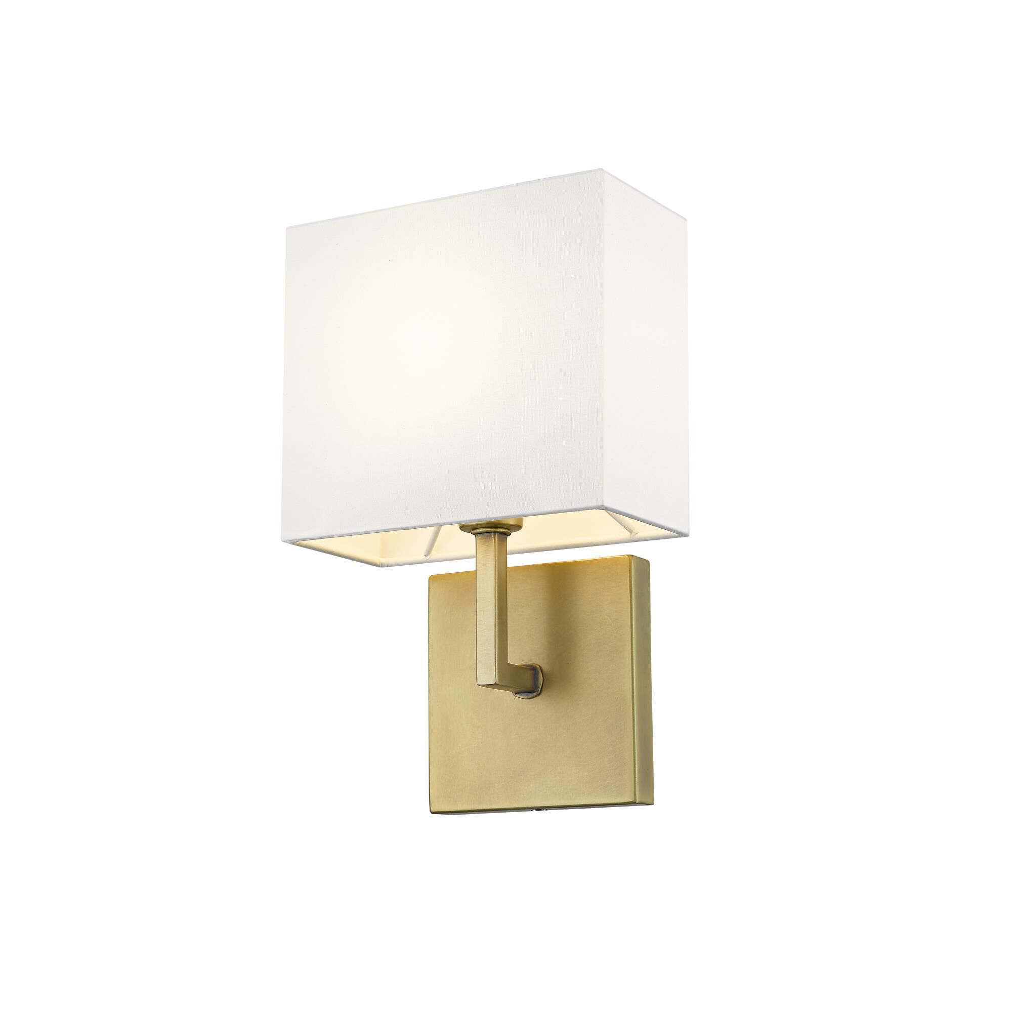 Shown in Rubbed Brass finish and Fabric glass and Fabric shade