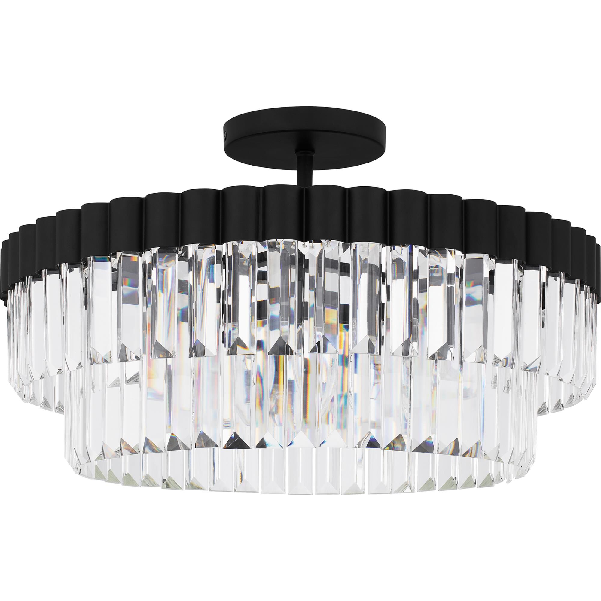 Shown in Matte Black finish and Clear Crystal Glass , Clear Crystal Glass Drop shade