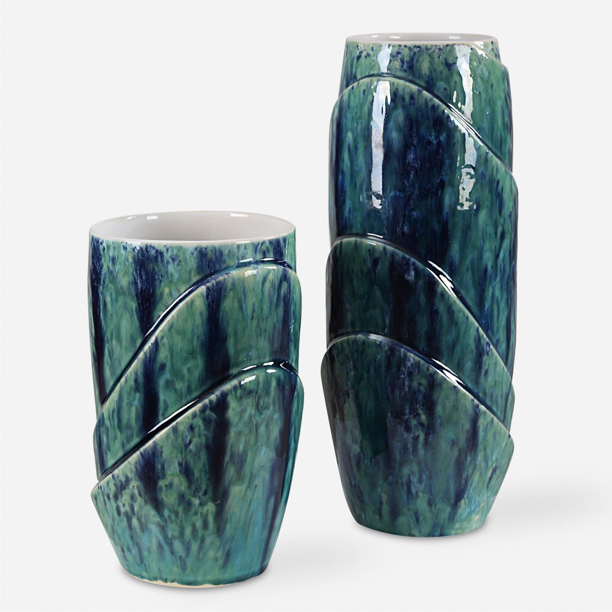 Shown in Introducing Our Stunning Set Of Two Ceramic Vases, A Harmonious Blend Of Nature's Hues. Crafted With finish