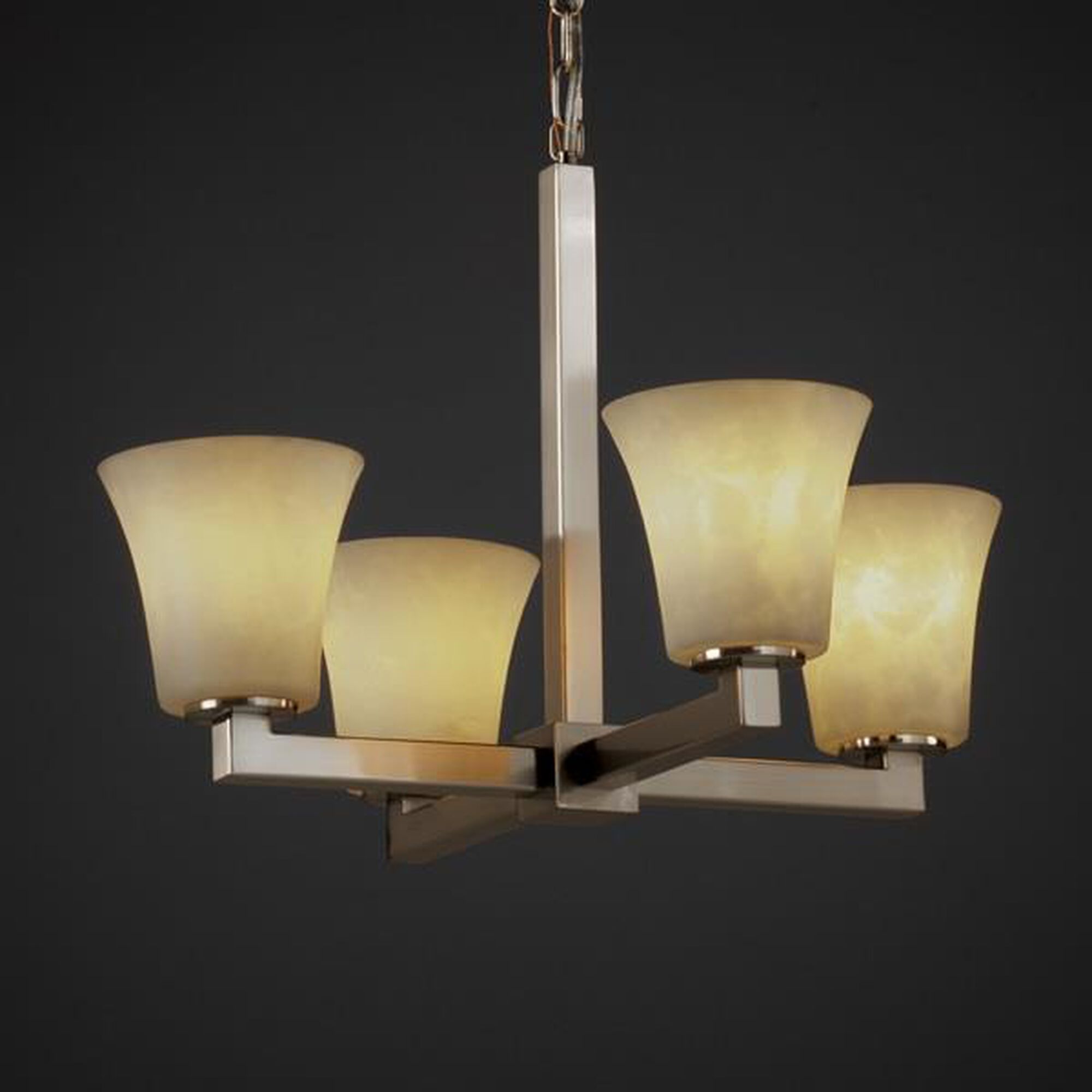 Shown in Brushed Nickel finish and Clouds Resin glass and Round Flared (CLD) shade and Round Flared accent