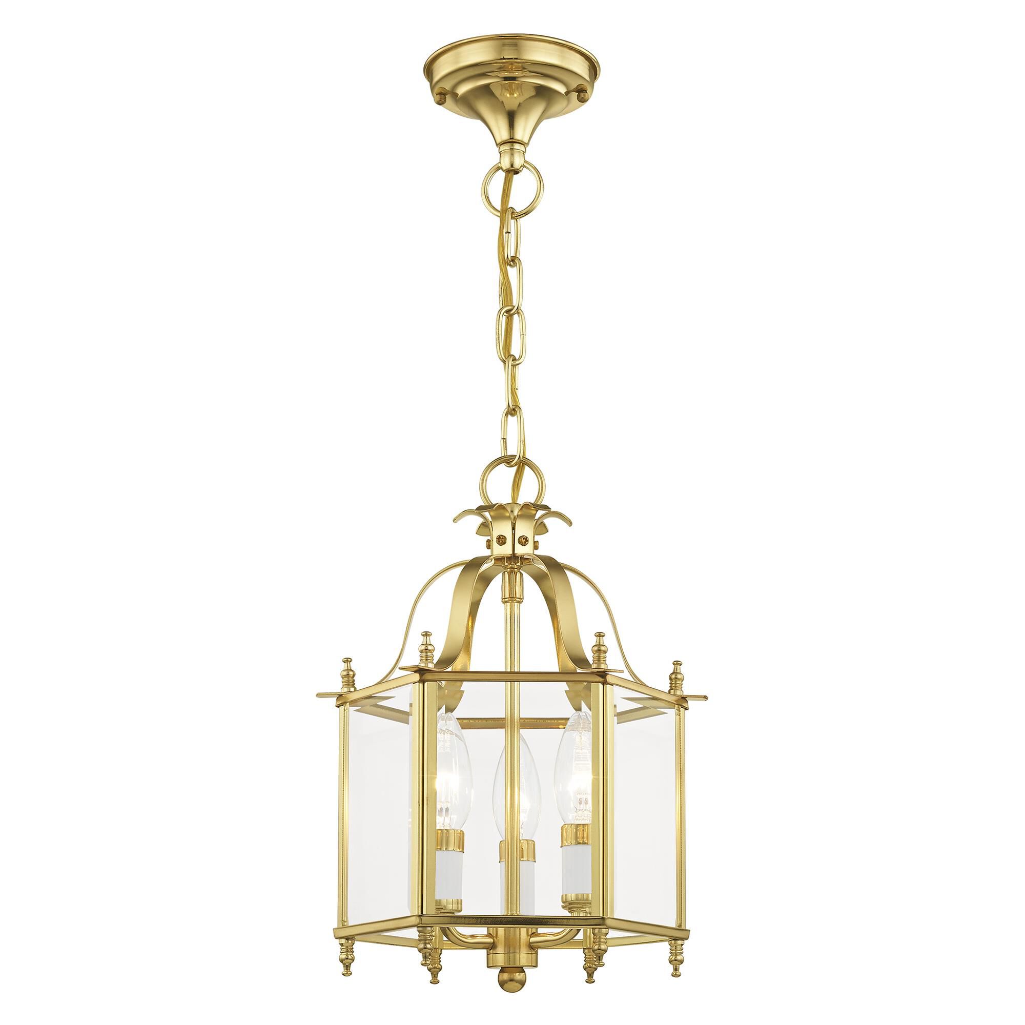 Shown in Polished Brass finish and Clear Beveled glass