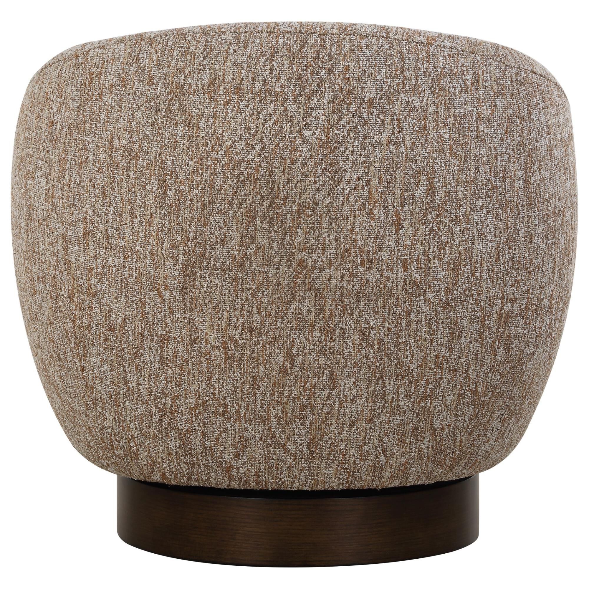 Shown in Embodying Richness Of Earth's Warm Tones, The Dunes Barrel Back Swivel Chair Features A Woven Fabric finish