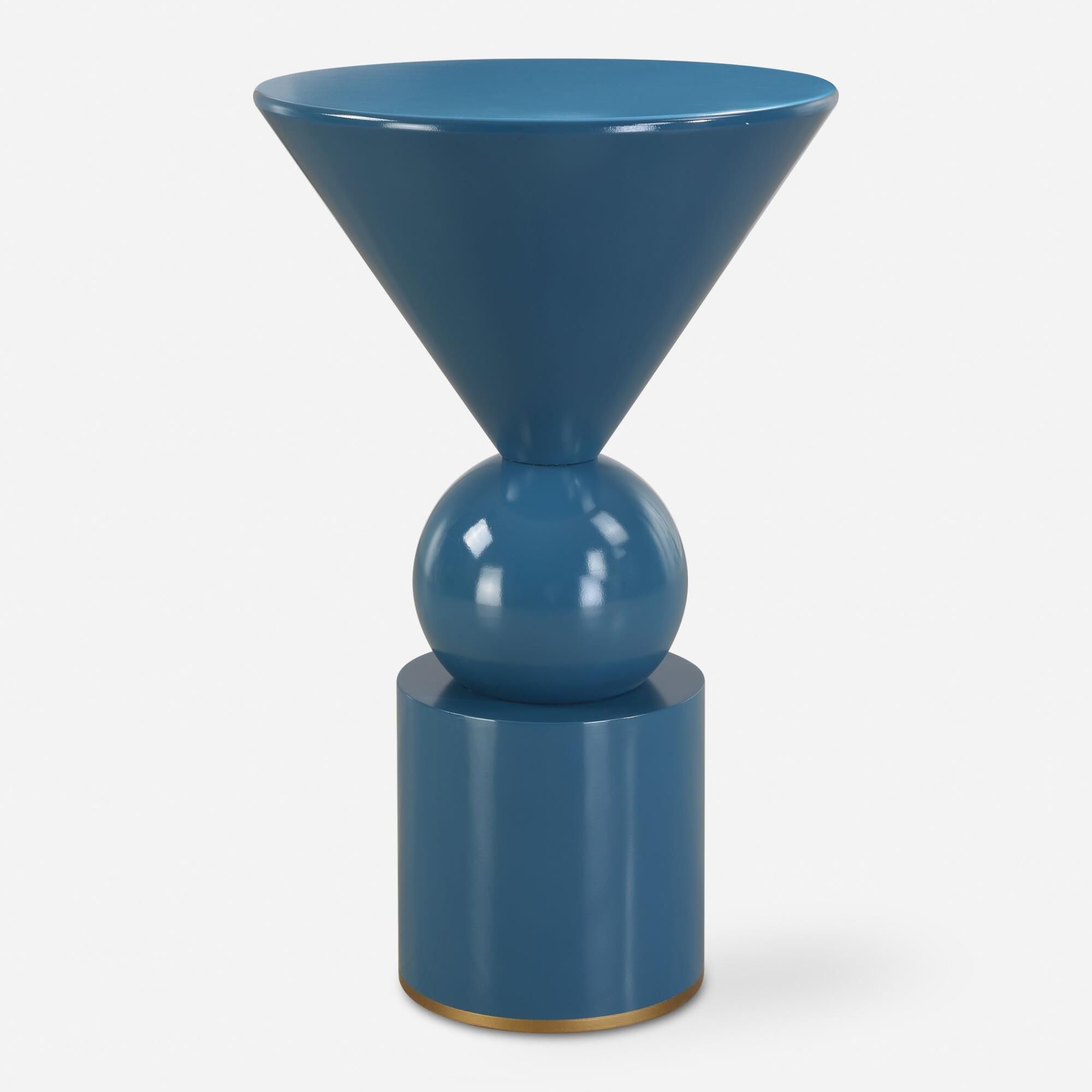 Shown in A Clean Accent Table With A Lustrous Blue Finish, The Various Geometric Shapes Add A Modern Touch To finish