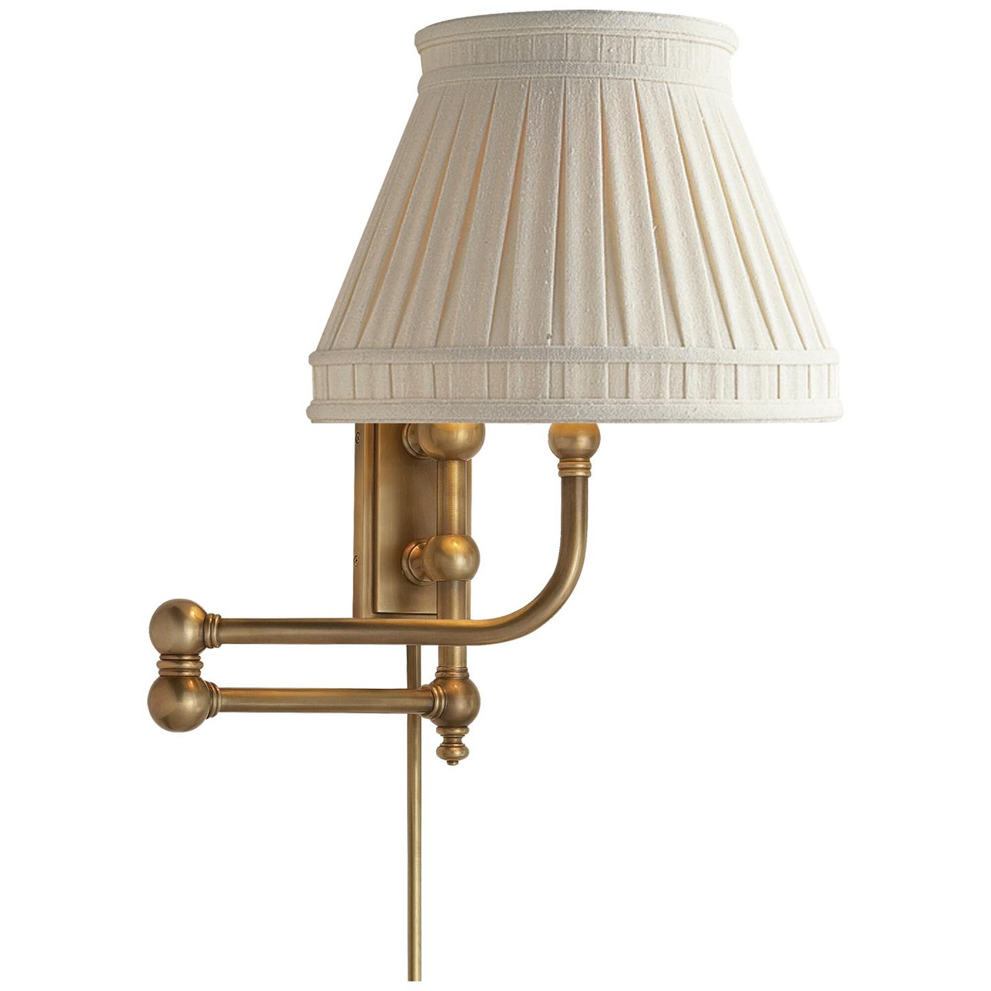 Shown in Antique-Burnished Brass finish and Linen Collar shade 