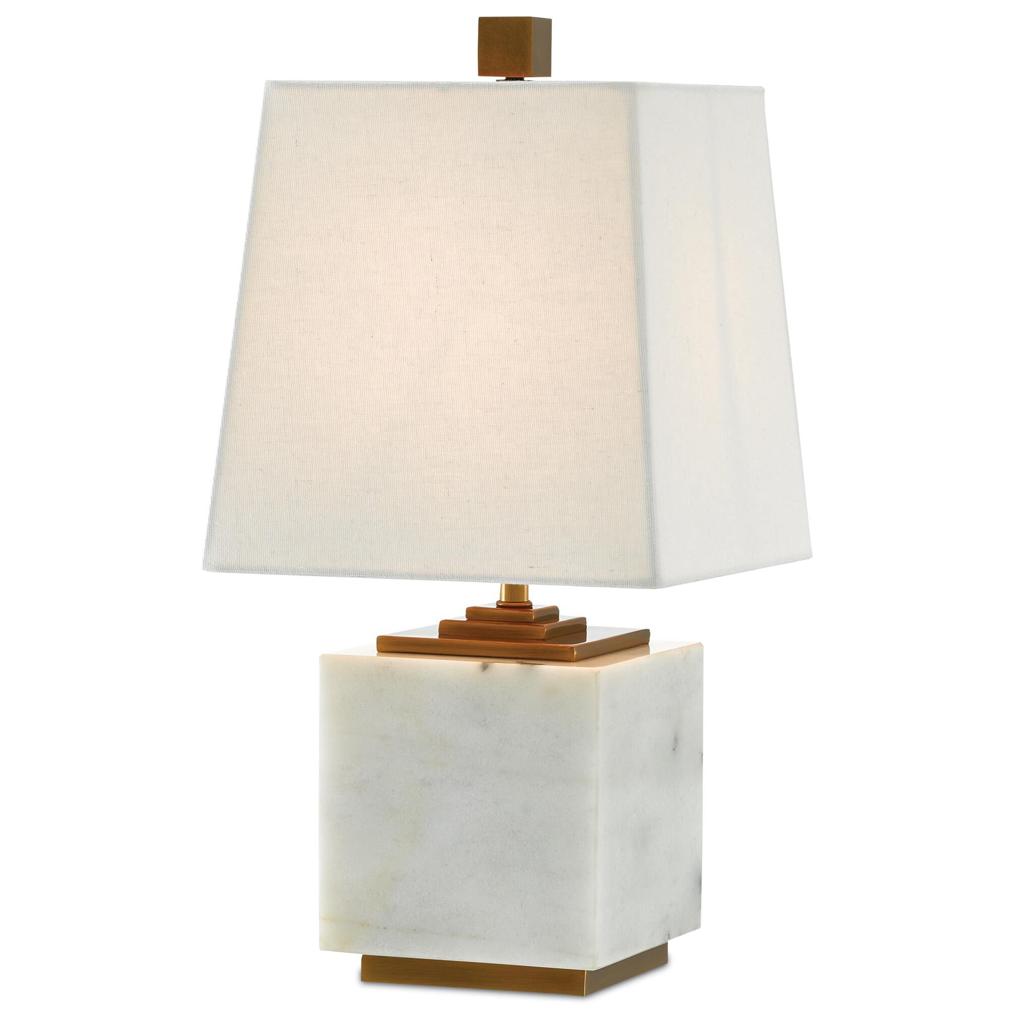 Shown in White/Antique Brass finish and Included shade