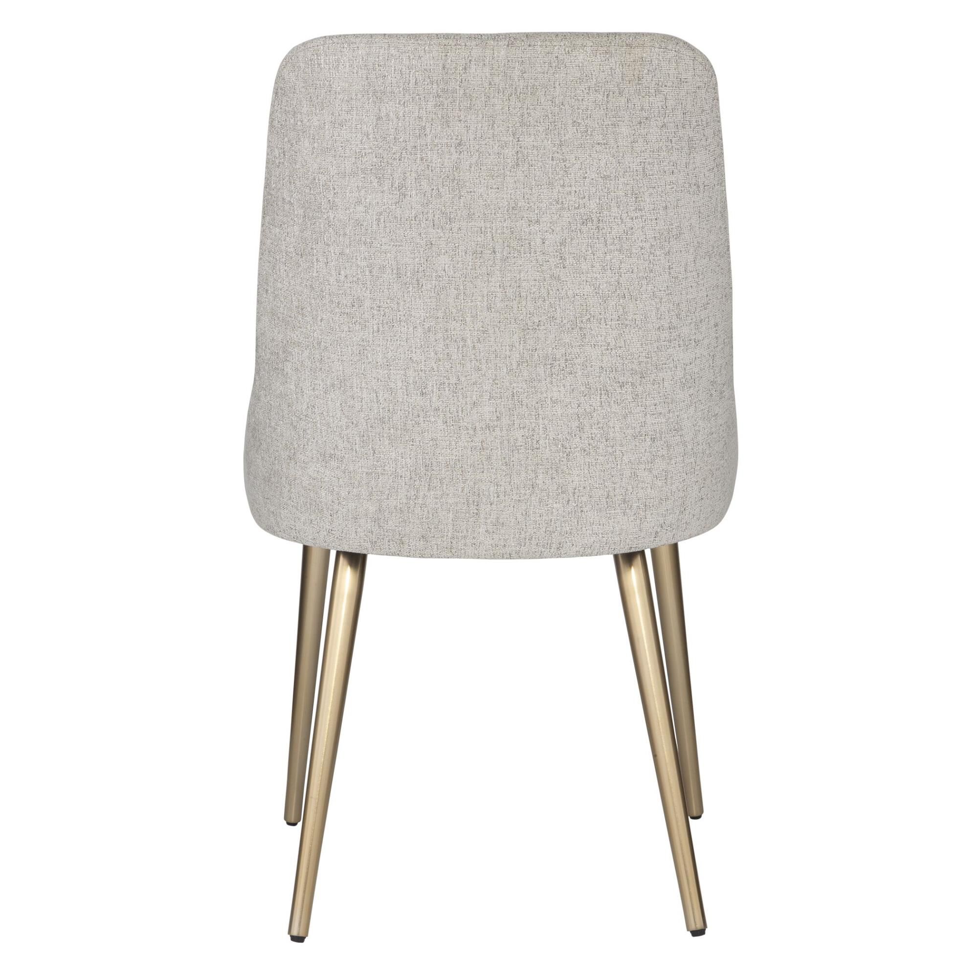 Shown in Gently Sloped Modern Lines Paired With Tapered Metal Legs In Brushed Gold. Upholstered In A Heathere finish