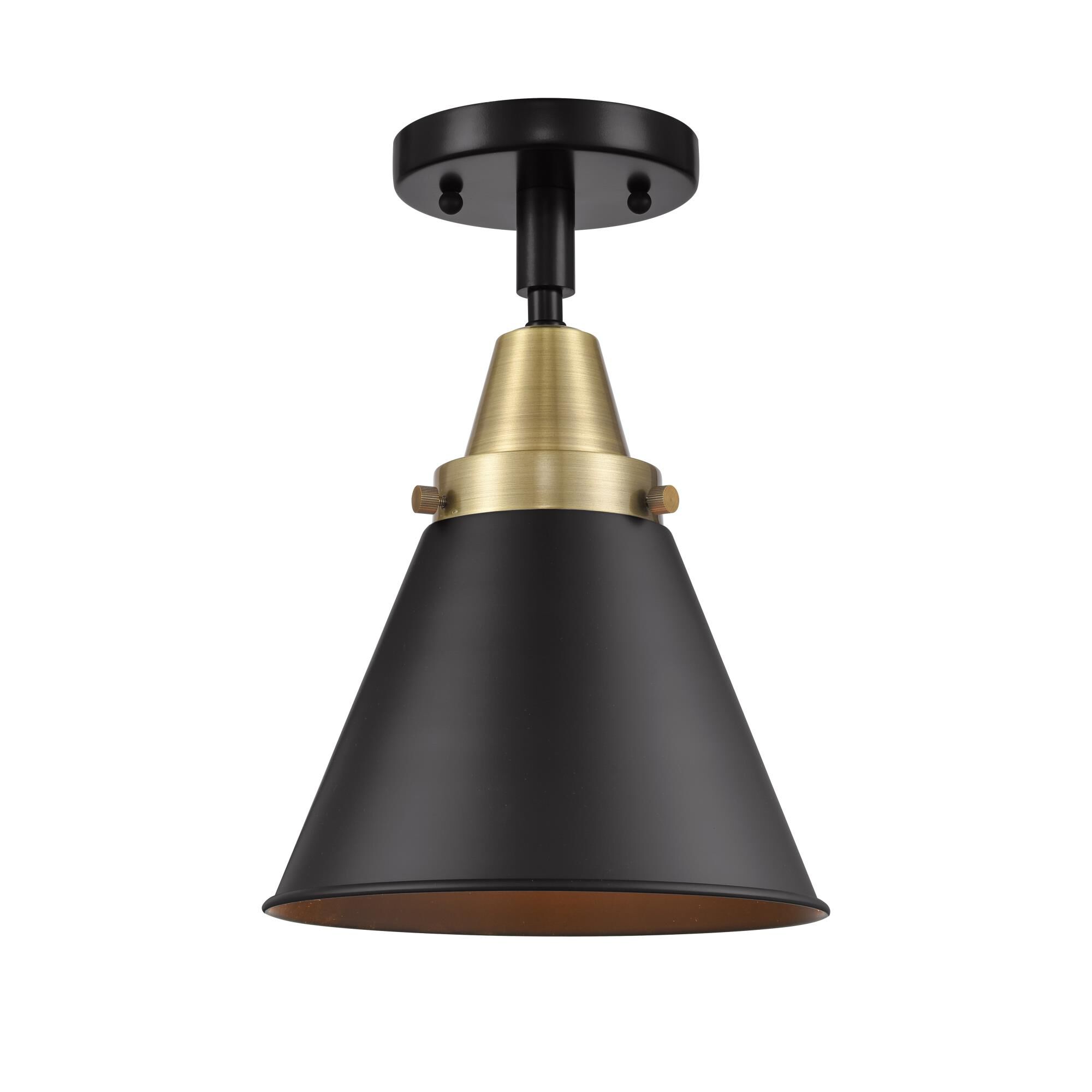 Shown in Black Antique Brass finish and No Glass glass and Matte Black Appalachian shade