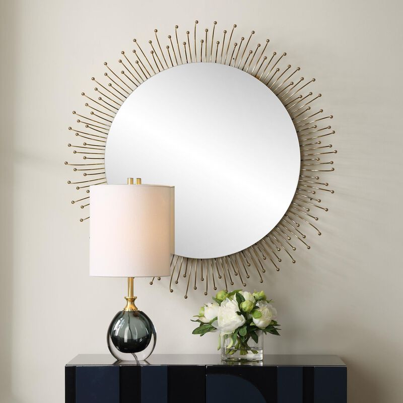 Uttermost Aga Round Gold Mirror Decorative Mirrors by Uttermost