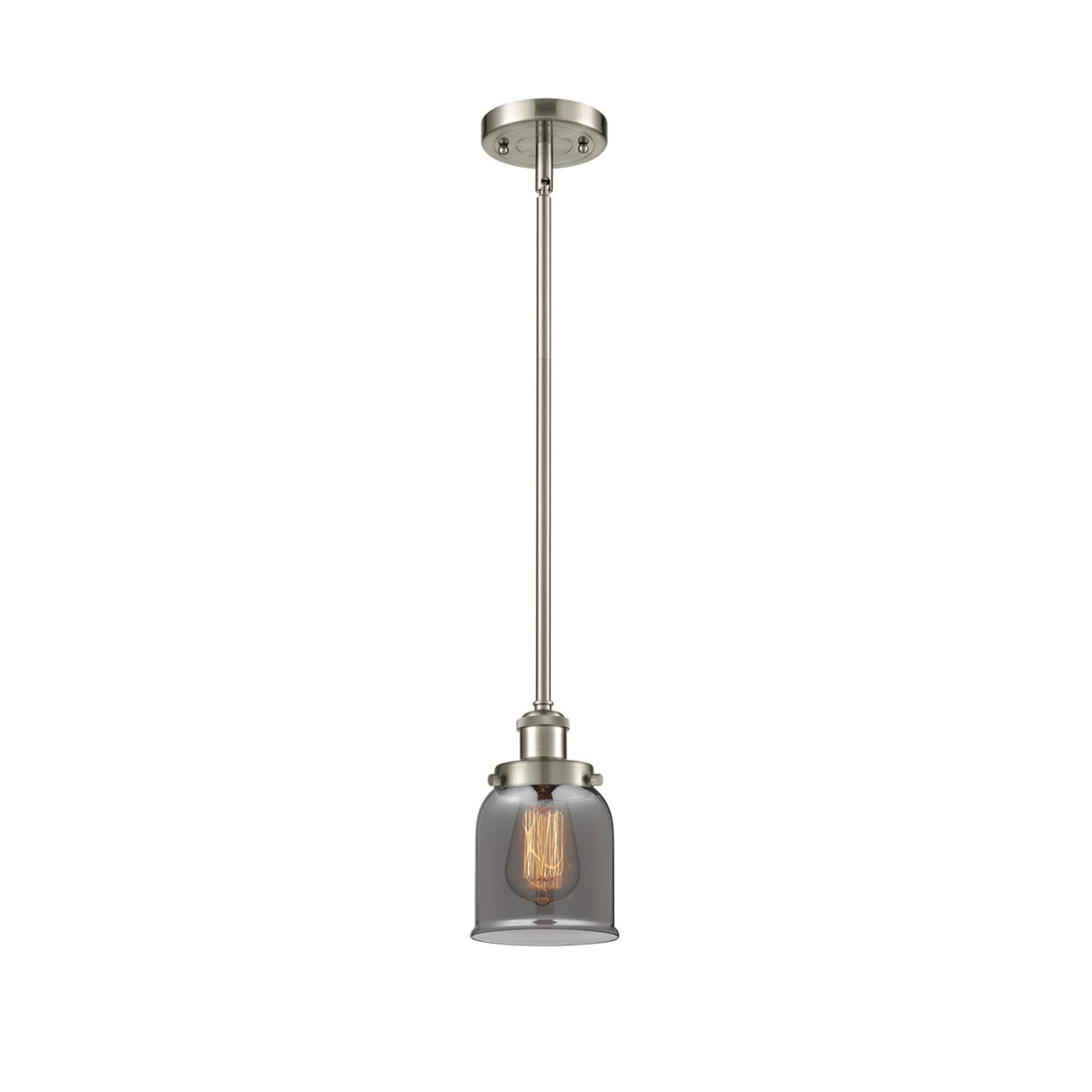 Shown in Brushed Satin Nickel finish and Bell glass and Glass shade