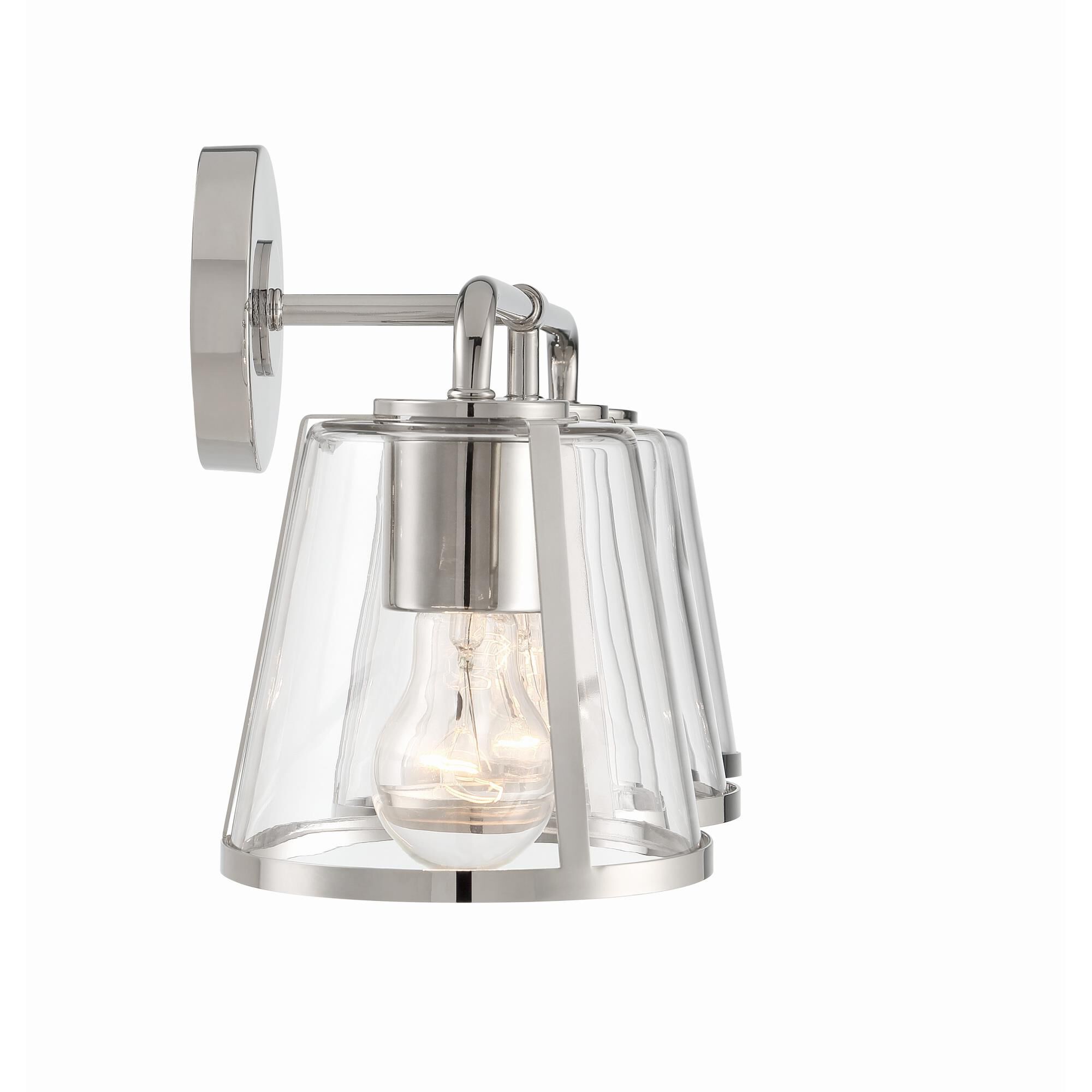 Shown in Polished Nickel finish and Clear glass and Clear Glass shade