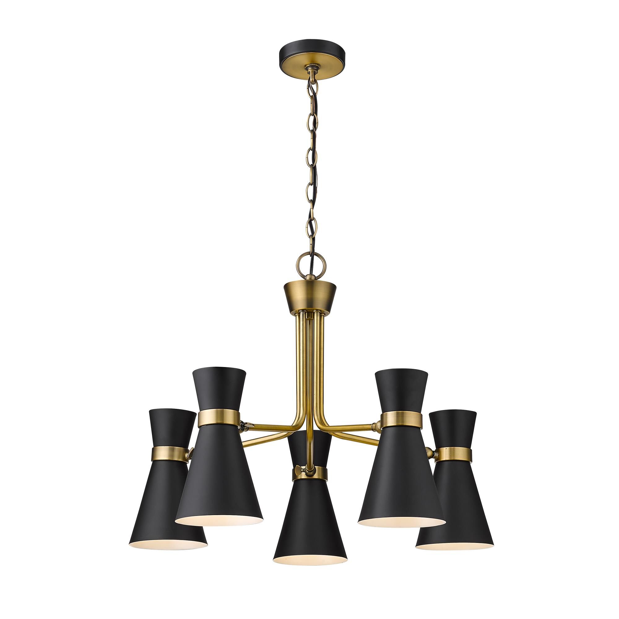 Shown in Matte Black + Heritage Brass finish and Metal glass and Metal shade