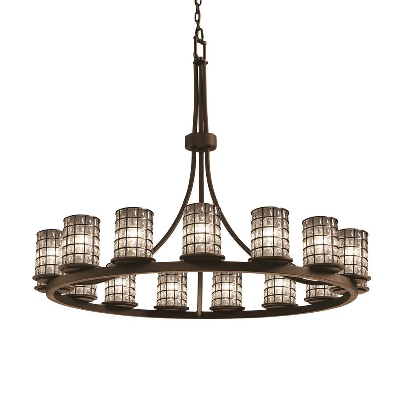 Wire Glass Dakota 42 Inch 15 Light Chandelier by Justice Design Group