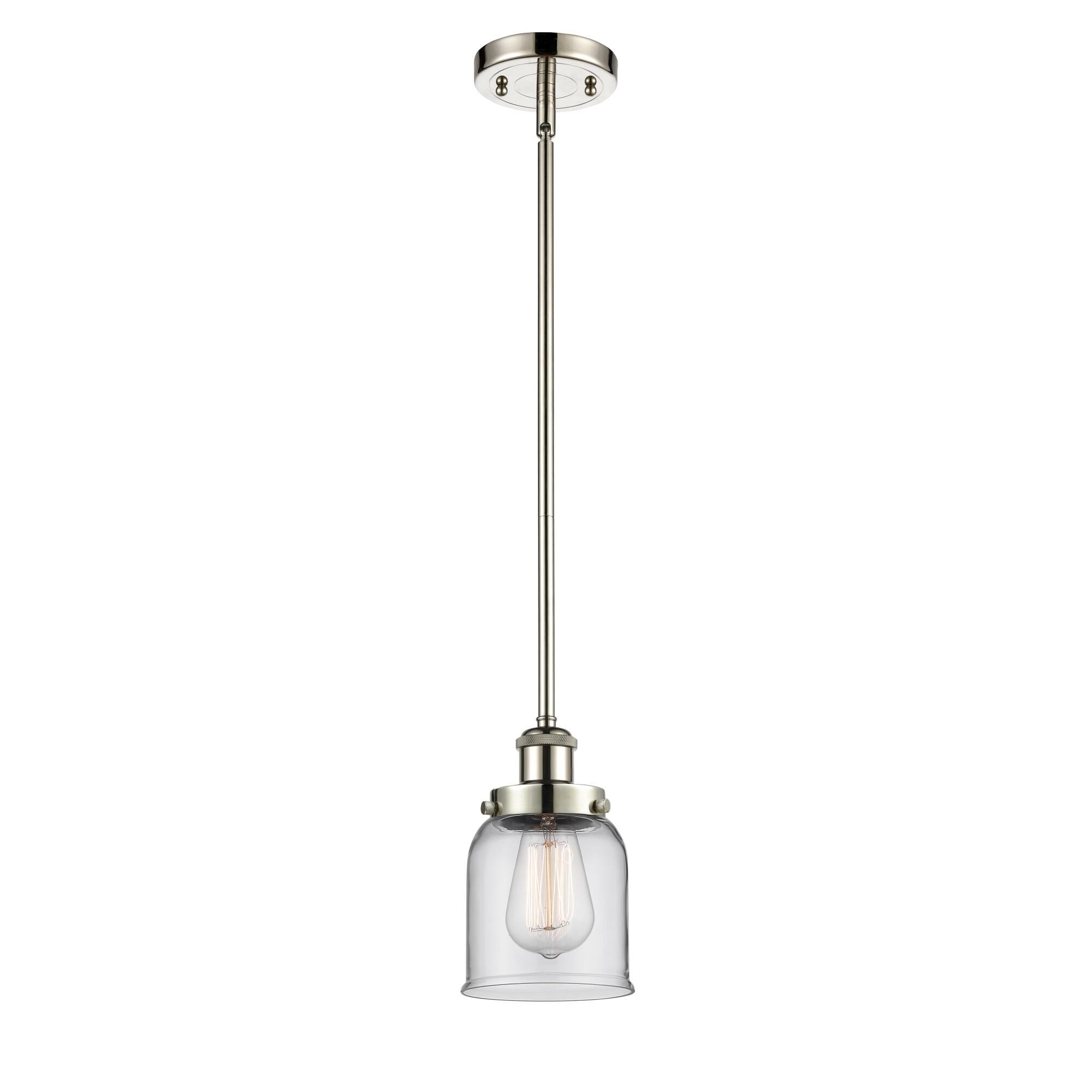 Shown in Polished Nickel finish and Clear Small Bell glass