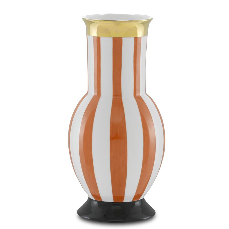 De Luca Coral Stripe Vase Vase-Urn by Currey and Company