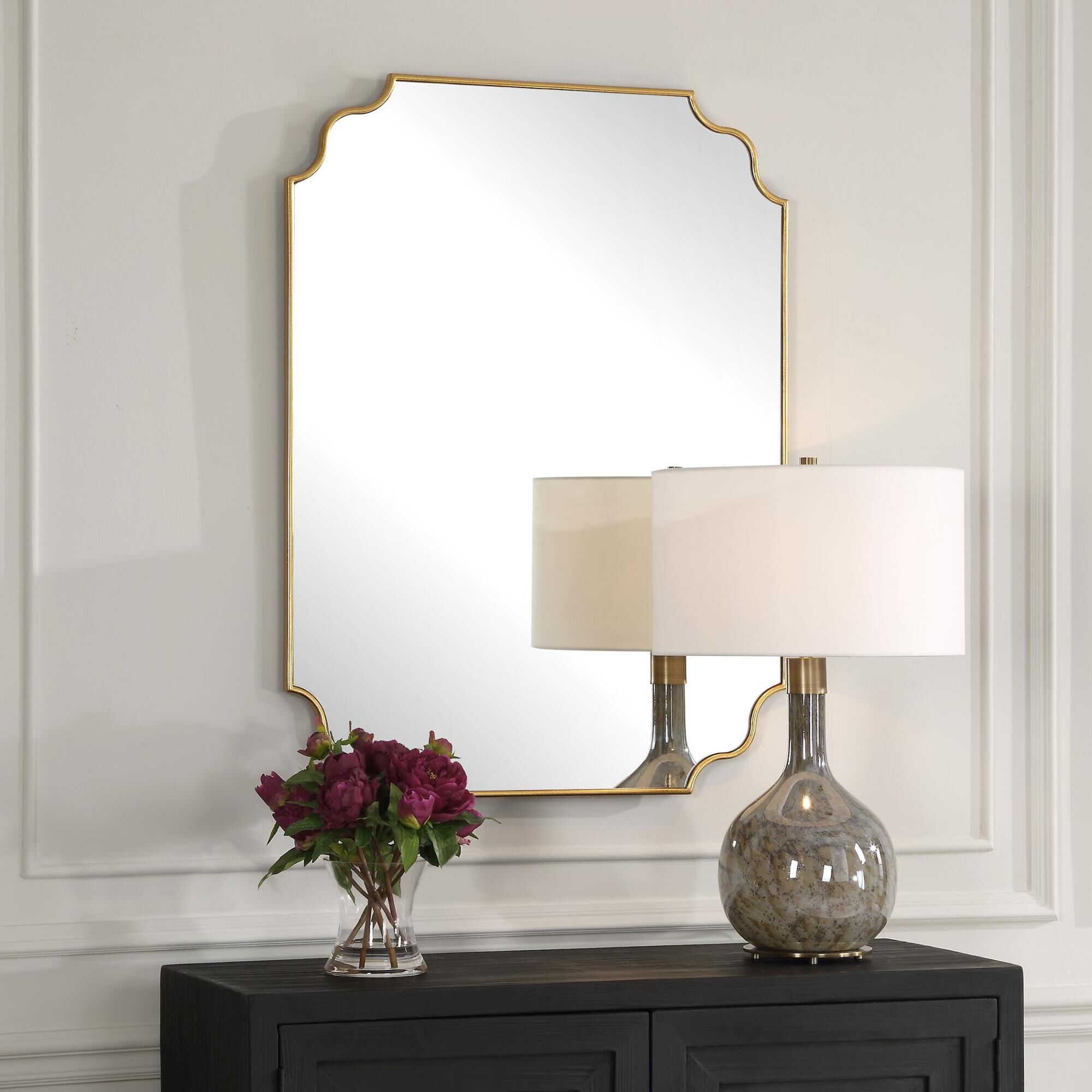 Shown in Elevate Your Space With This Updated Traditional Mirror Featuring A Petite Frame, Adorned With Grace finish