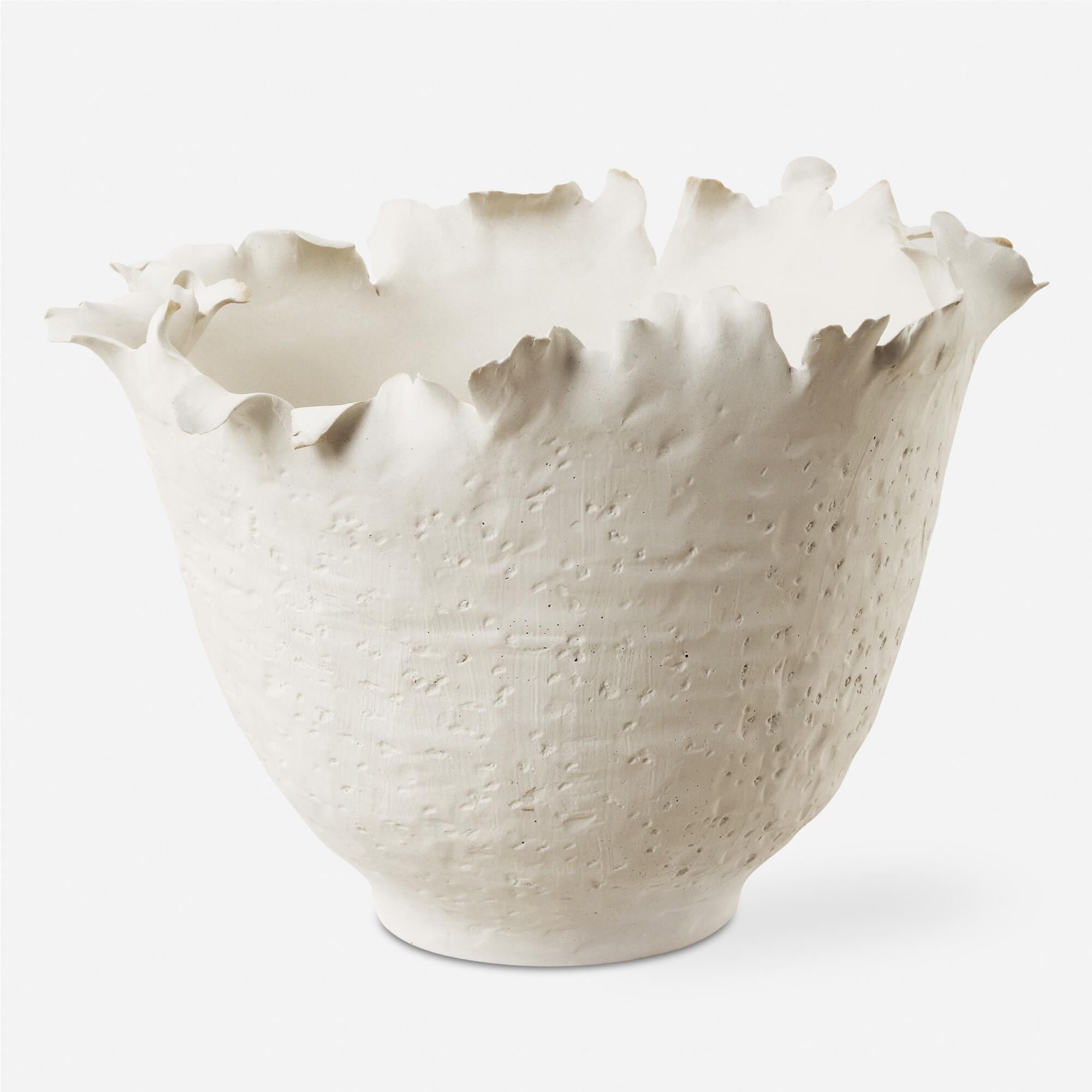 Shown in Matte 0ff-White Ceramic Bowl Features A Textured Exterior With Delicate, Organically Shaped Imperfec finish