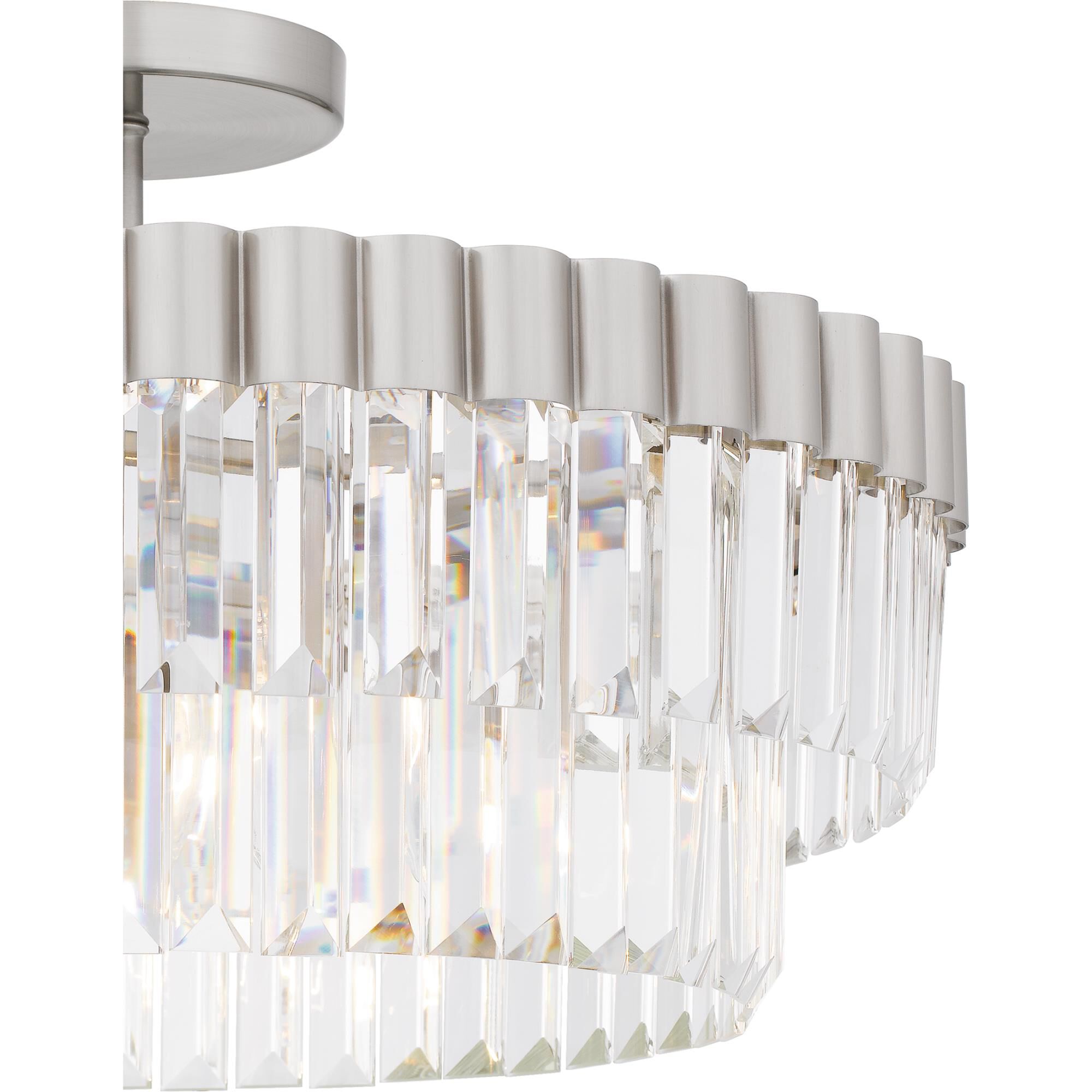 Shown in Brushed Nickel finish and Clear Crystal Glass , Clear Crystal Glass Drop shade