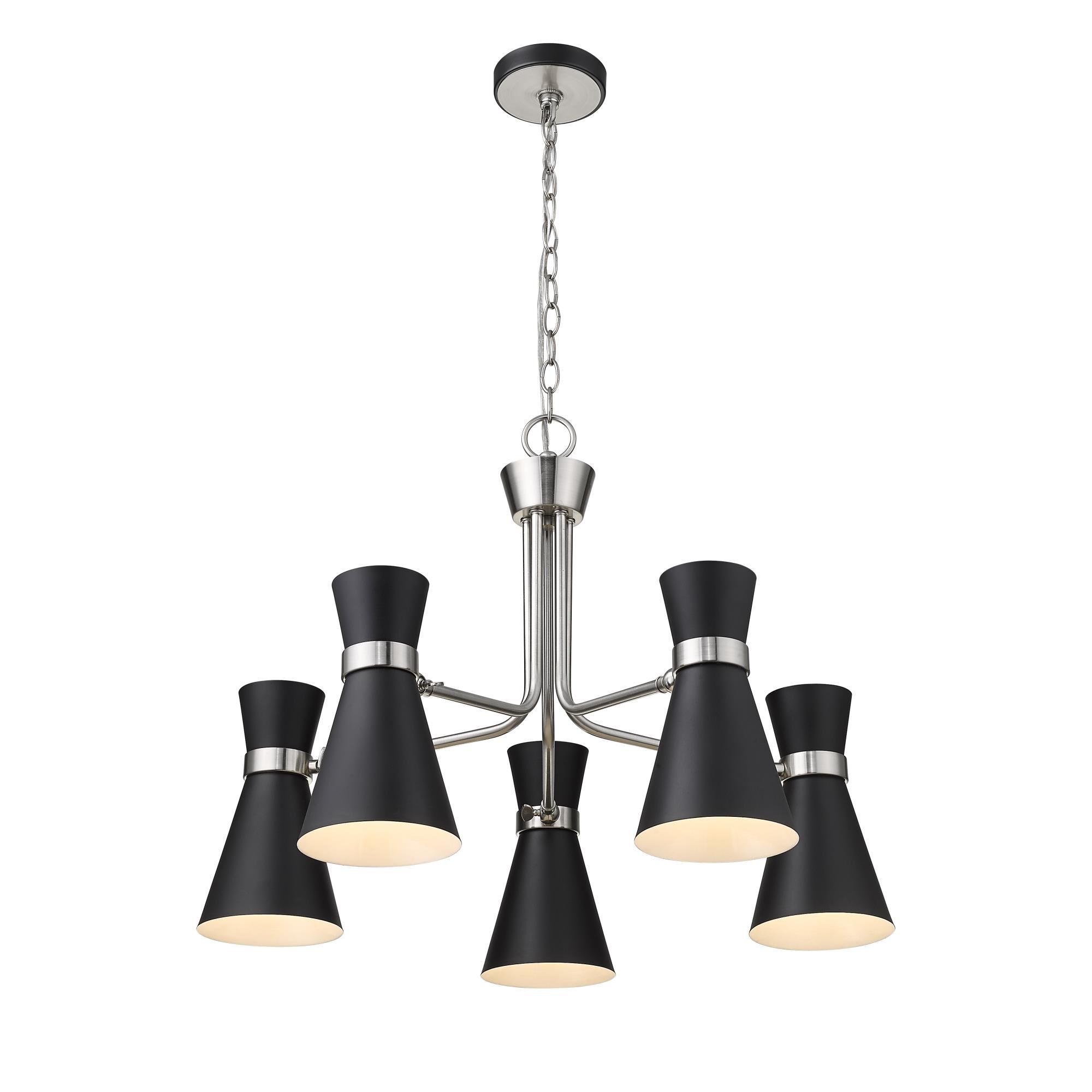 Shown in Matte Black + Brushed Nickel finish and Metal glass and Metal shade