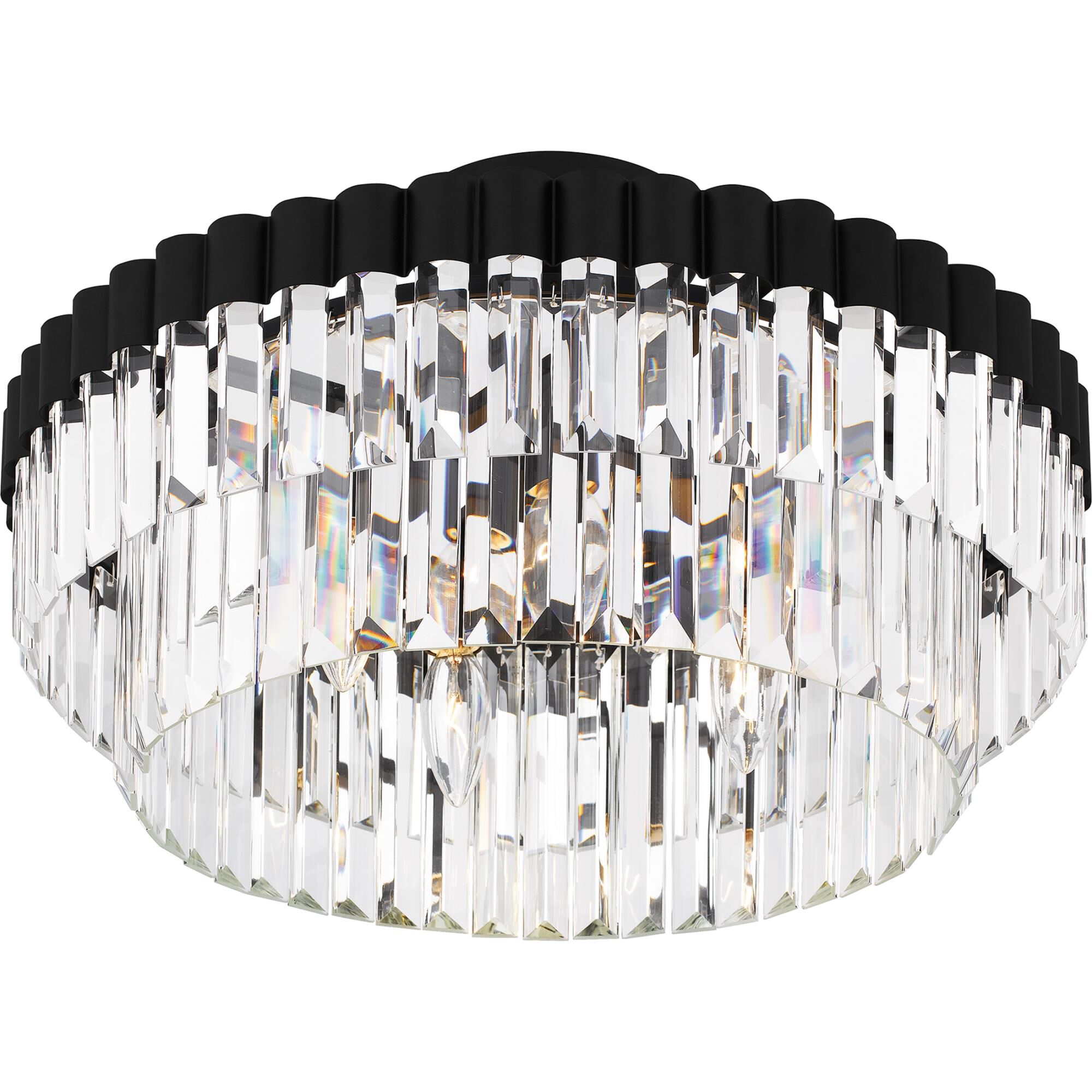 Shown in Matte Black finish and Clear Crystal Glass , Clear Crystal Glass Drop shade