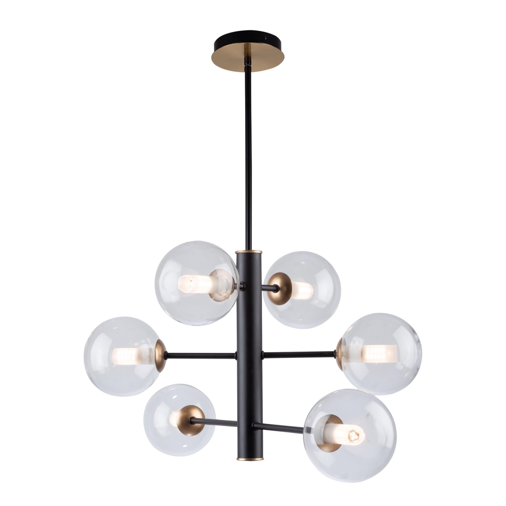 Shown in Matte Black & Brass finish and Glass shade