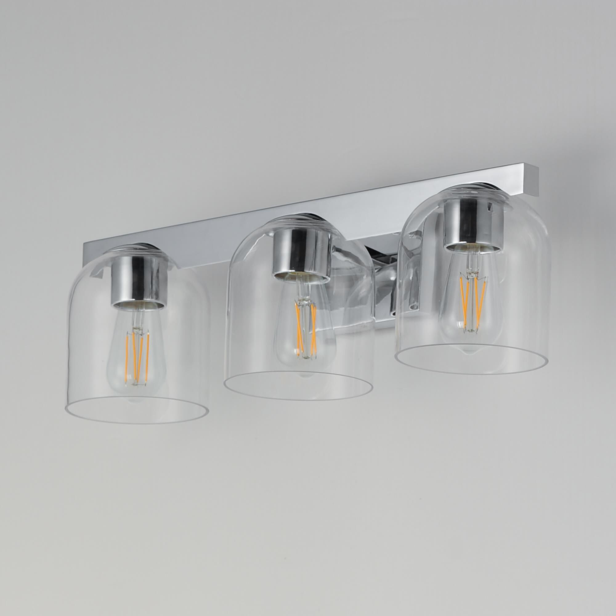 Shown in Polished Chrome finish and Clear glass and Glass shade