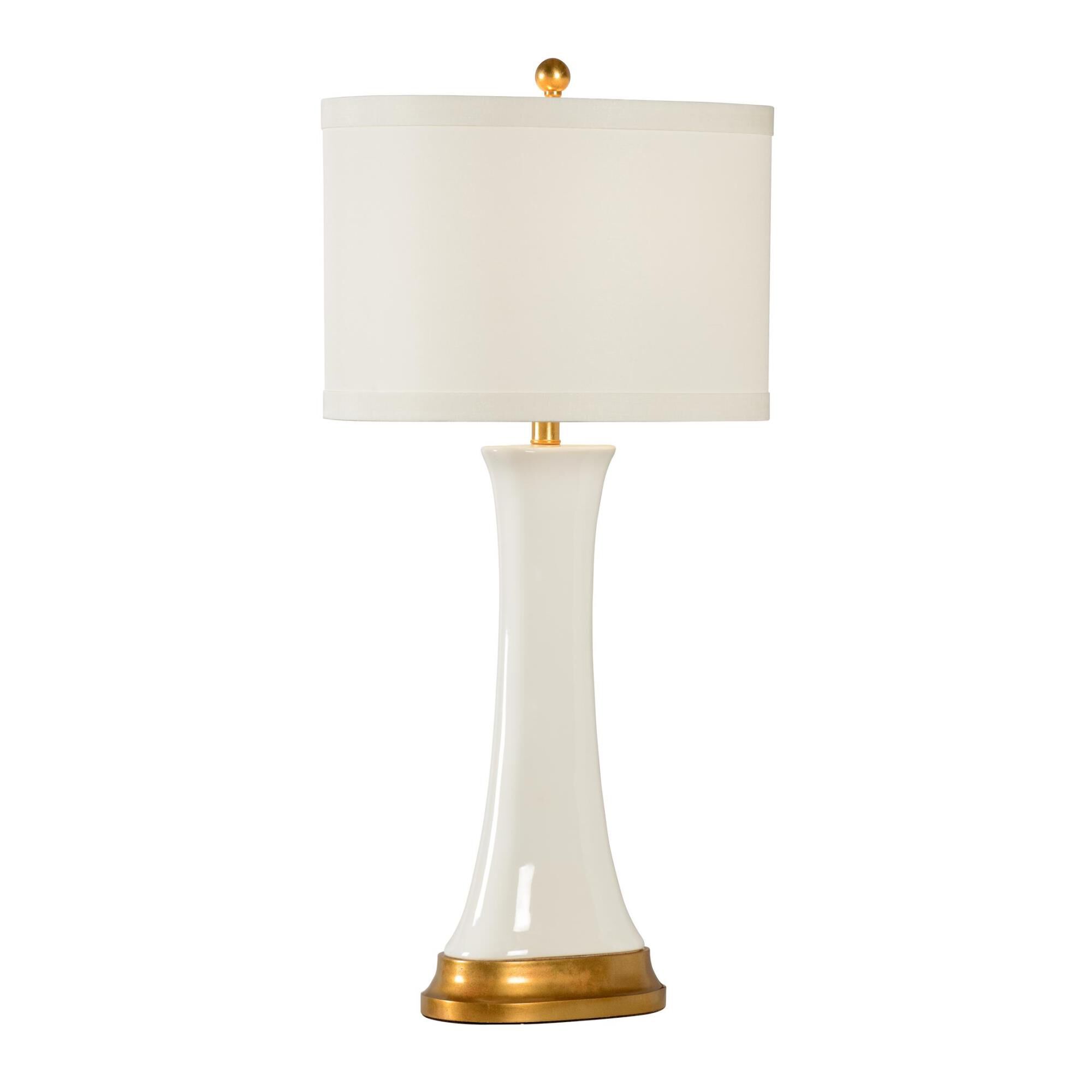 Shown in White-Antique Gold Leaf finish and Off White Silk shade