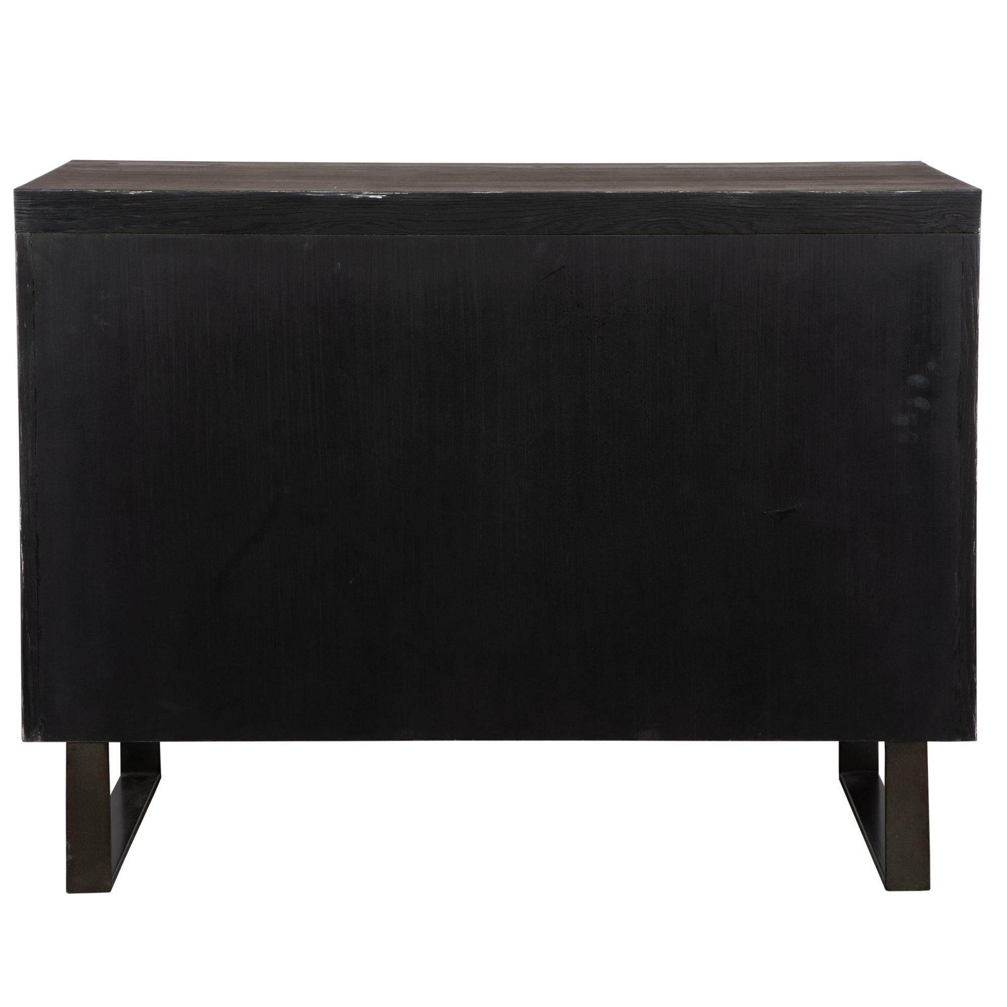 Shown in Contemporary In Style, This Light Oak Veneer Chest Features Dark Bronze Iron Legs That Embed Into Th finish